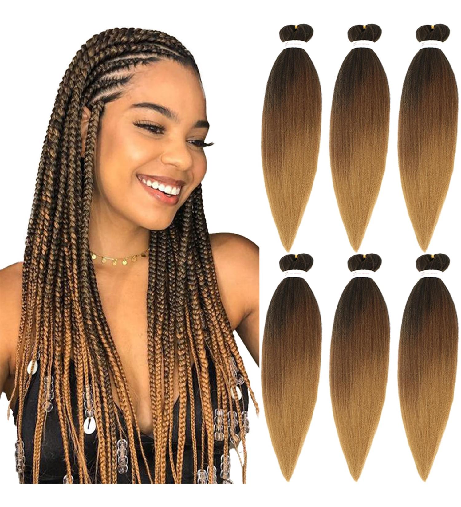 Xusuperb 20 Ombre Pre-Stretched Braiding Hair - Soft Yaki Kanekalon Extensions (T1B/30/27#) - 6 Packs for Easy Braids - International Shipping Available - Buy Online on GoSupps.com
