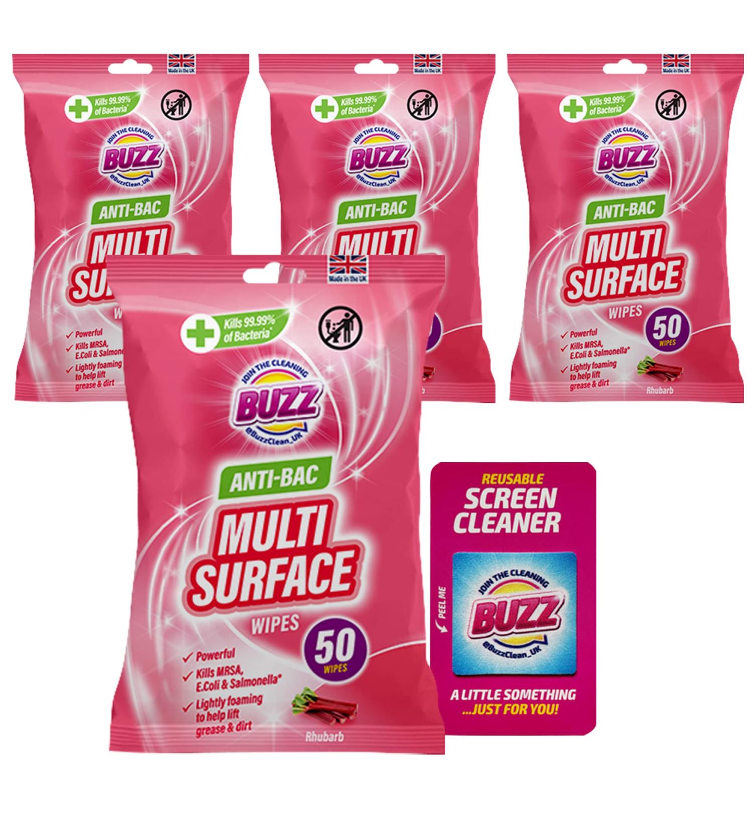 200pk Rhubarb Scented Antibacterial Wipes - Kills 99.9% of Bacteria | Anti Bac Kitchen & Screen Cleaner - Buy Online on GoSupps.com