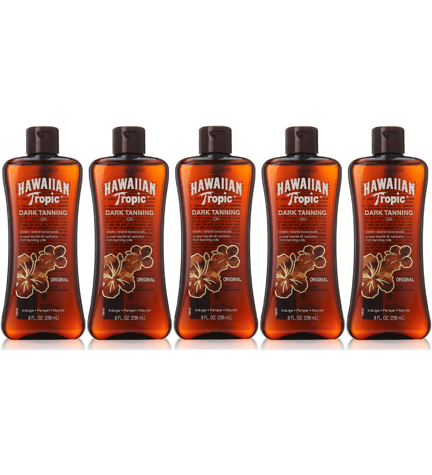 Hawaiian Tropic Dark Tanning Oil Original - 8 oz Pack of 5
