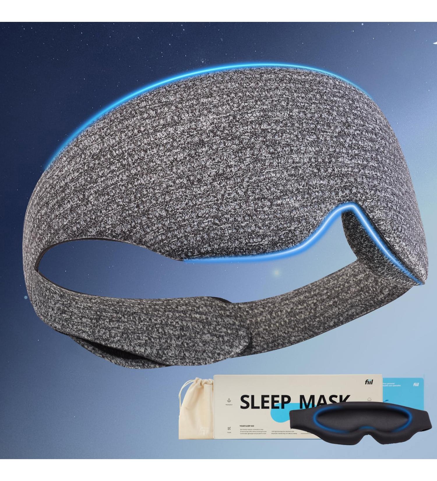 Sleep Eye Mask for Men & Women | 100% Blackout 3D Eye Mask for Side Sleepers - Pressure-Free Comfort - Grey - Buy Online on GoSupps.com