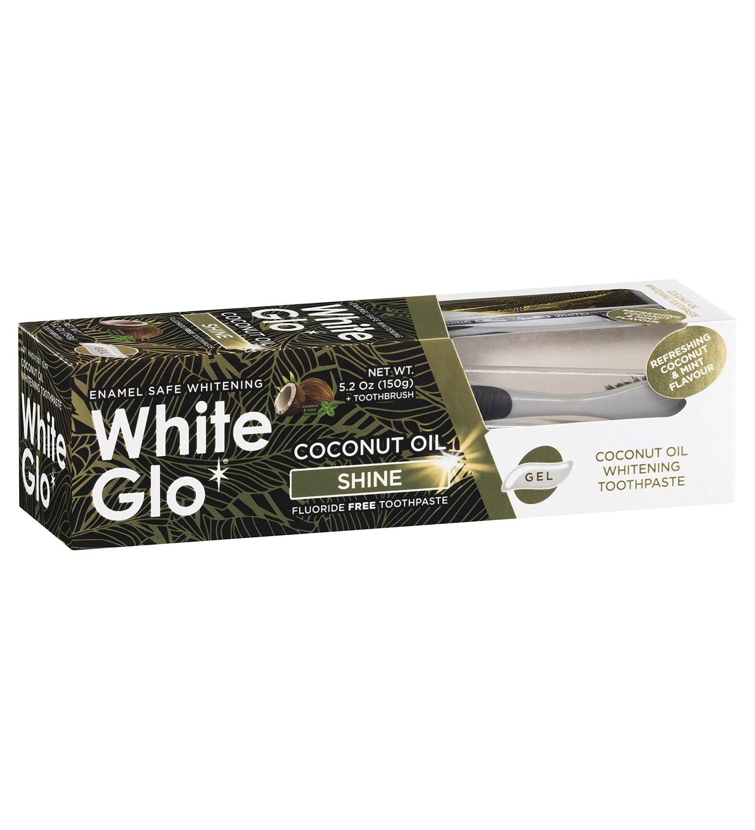 White Glo Coconut Oil Whitening Toothpaste - Coconut & Mint Flavour - Fluoride-free - 5.2oz - Buy Online on GoSupps.com