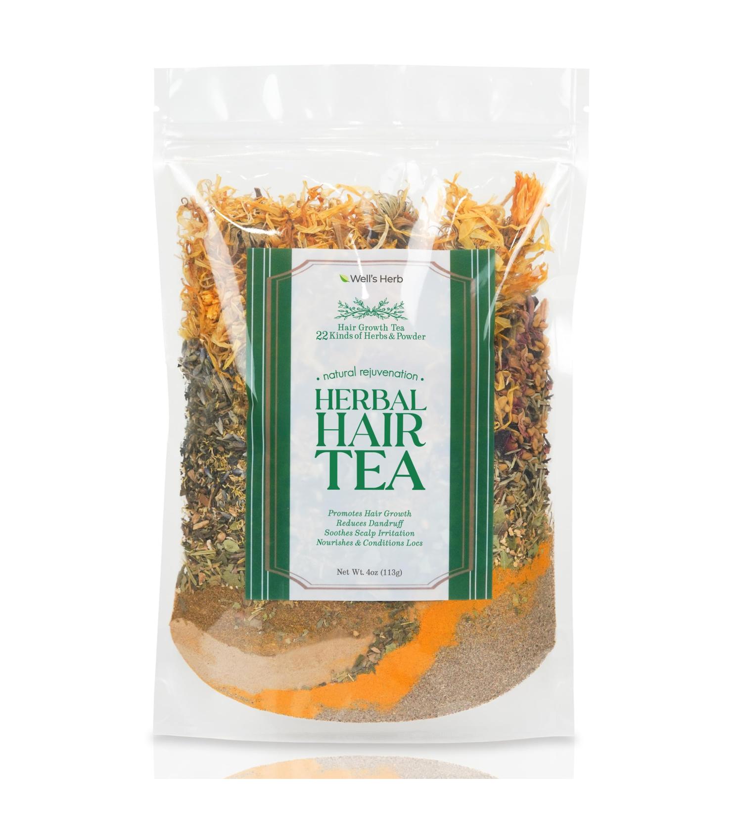 22 Kinds Hair Tea Rinse for Growth & Healthy Scalp | Natural Herbal Infusion 4oz - Rejuvenate Your Hair - Buy Online on GoSupps.com