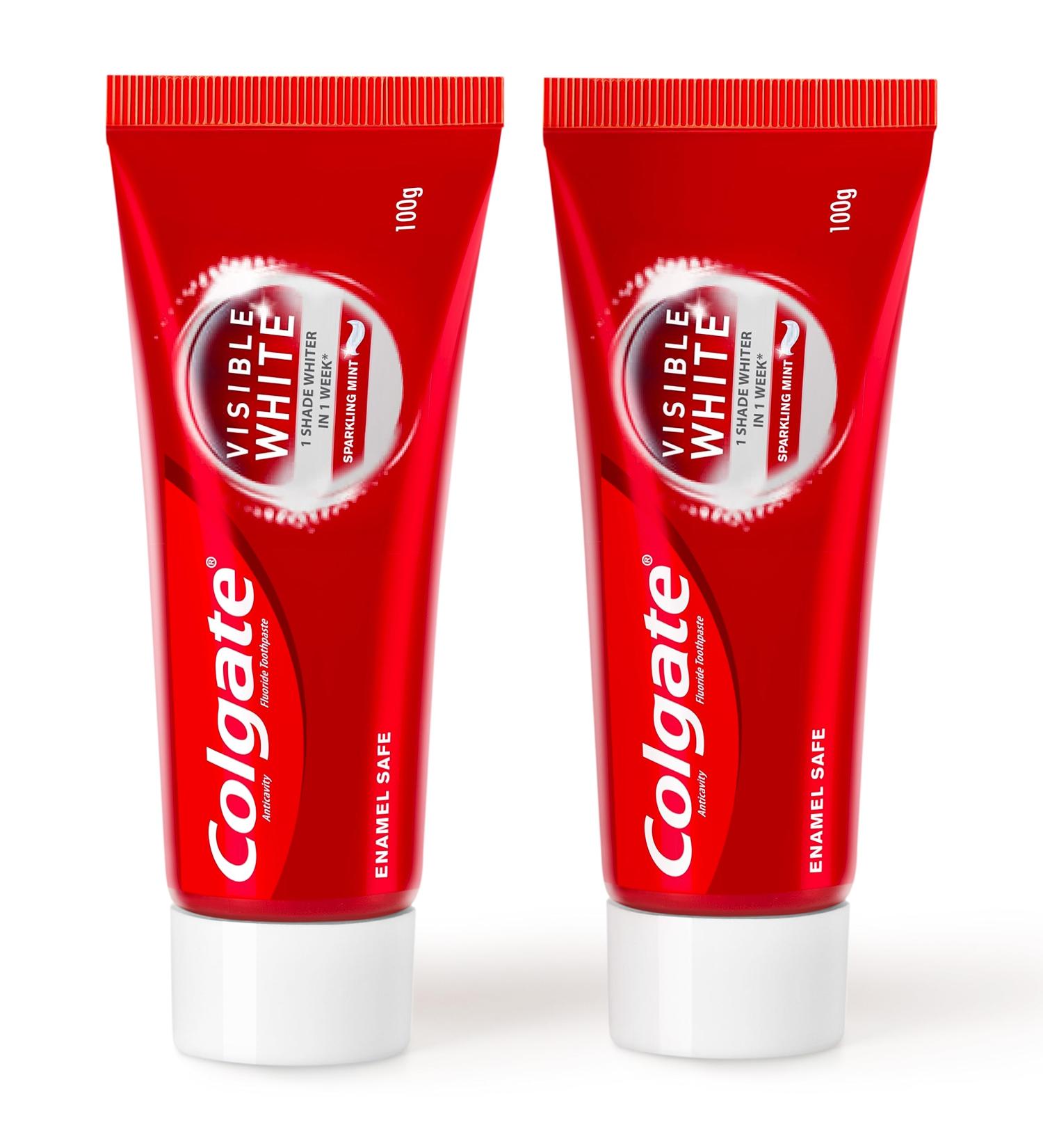 Colgate Visible White Dazzling White Toothpaste Sparkling Mint - 200gm (Saver Pack) - Buy Online on GoSupps.com