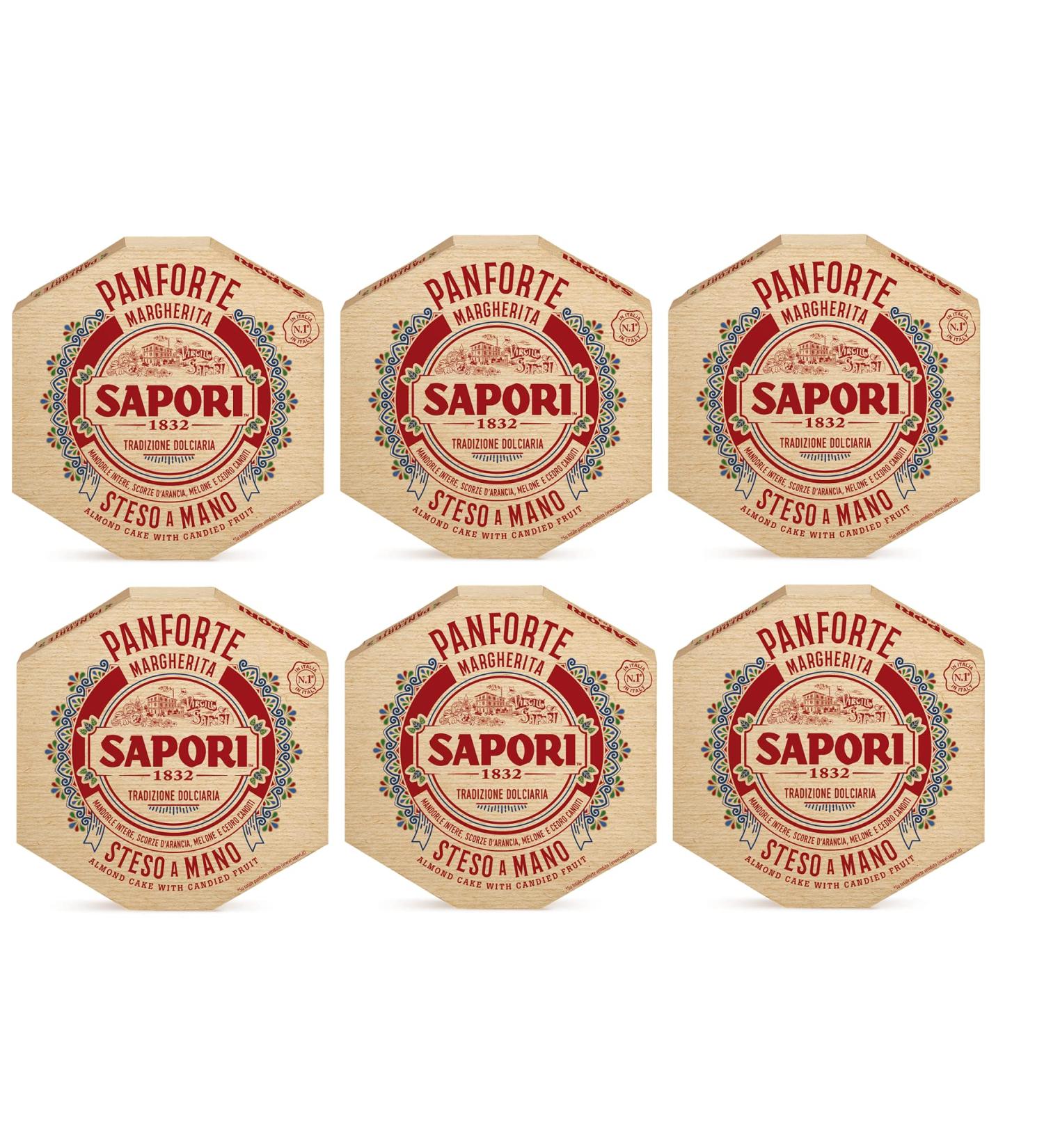  Sapori Sapori Panforte Margherita Steso a Mano Christmas Cake Set with Whole Sweet Almonds Orange Zest Melon and Candied Lemon 320 g - Buy Online on GoSupps.com