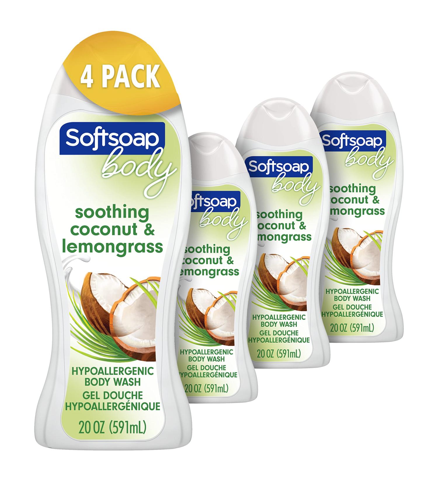 Softsoap Gentle Hypoallergenic Body Wash, Coconut Oil & Lemongrass - 20 Fl Oz (Pack of 4) - Buy Online on GoSupps.com