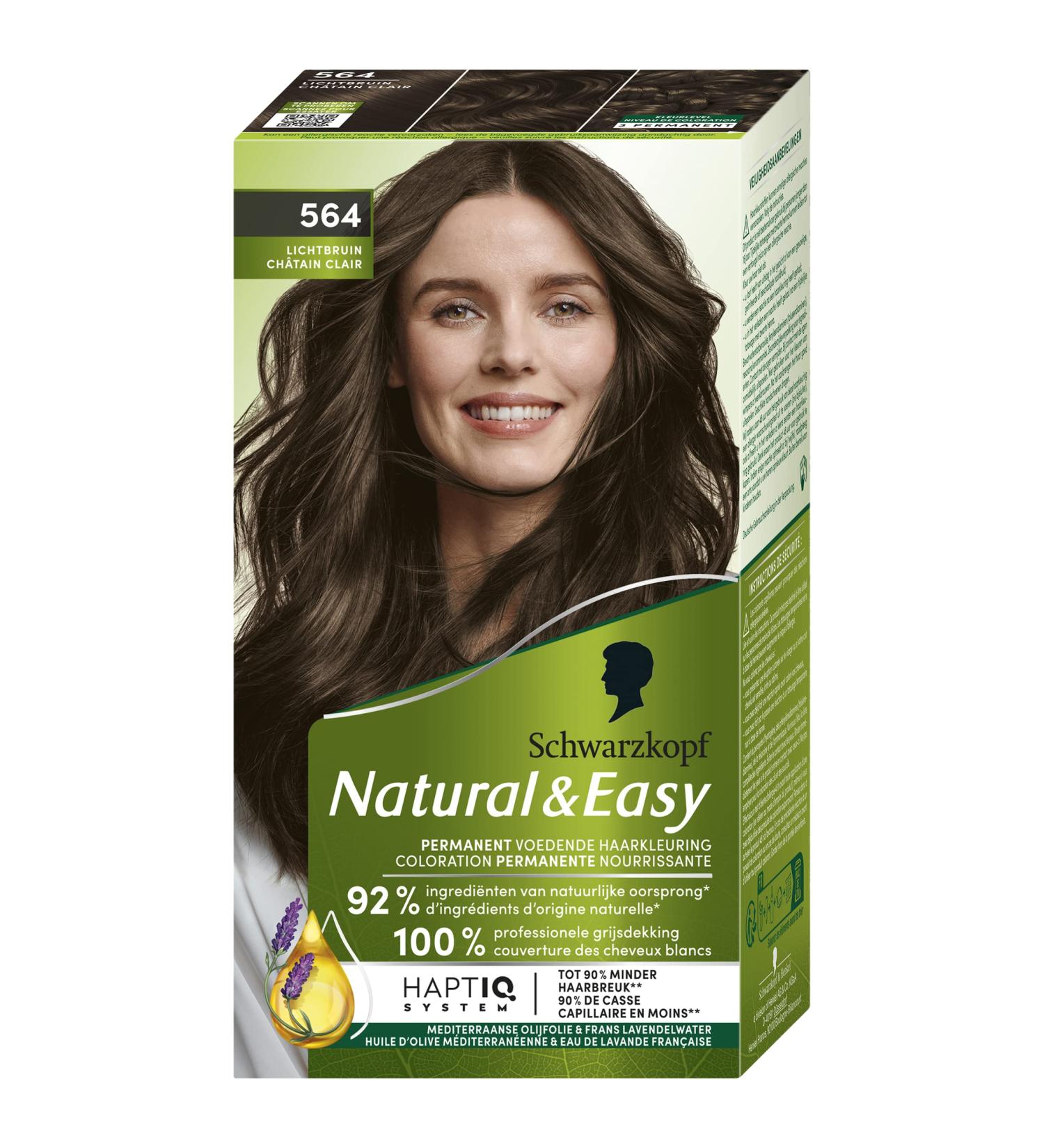 Schwarzkopf - Natural & Easy - Natural Permanent Hair Color - Olive Oil and Lavender Extract - 92% Natural Ingredients - Light Brown LICHTBRUIN 564 1 Unit (Pack of 1) - Buy Online on GoSupps.com
