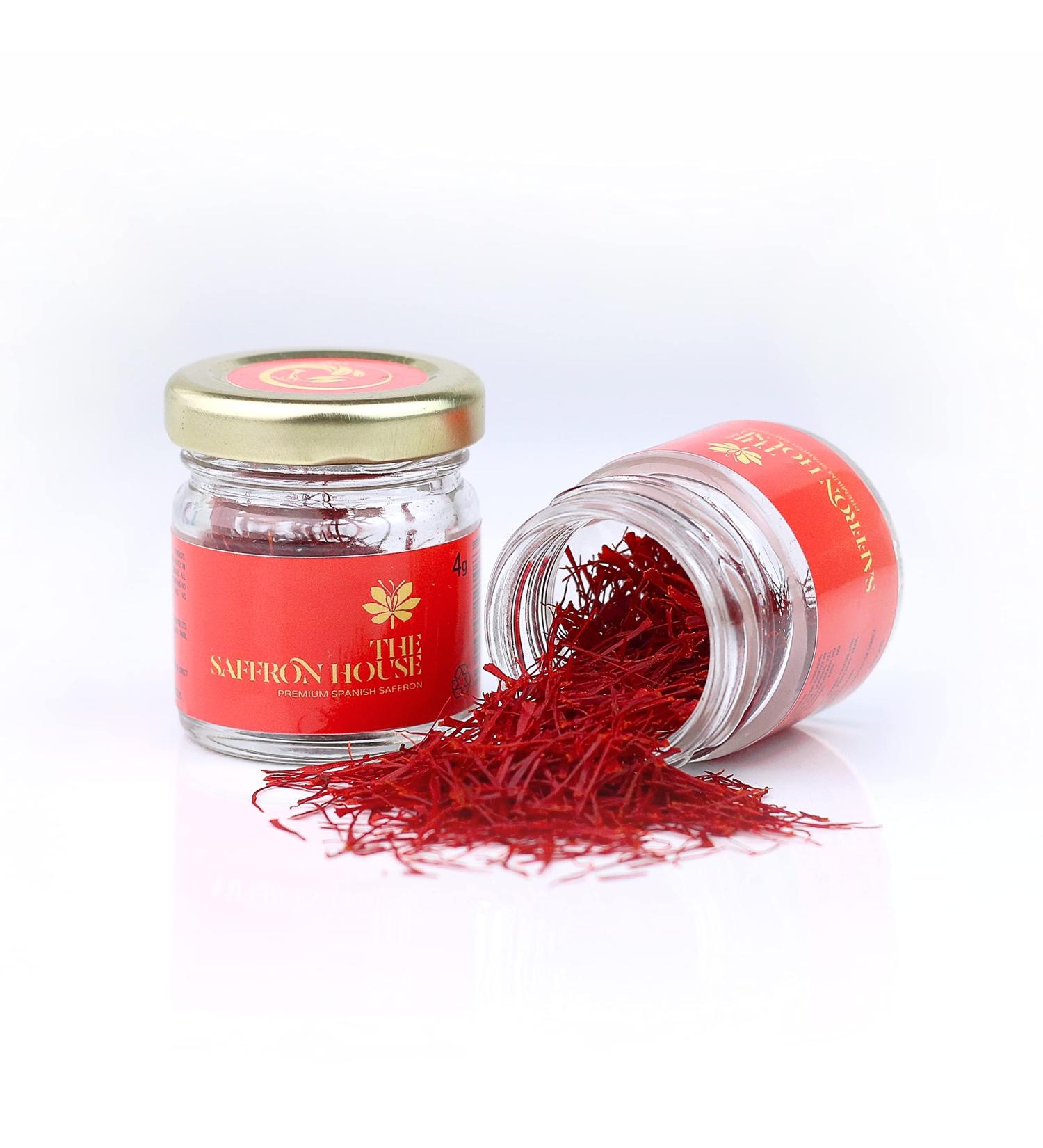 Premium Grade A Saffron Threads in Glass Jars - 4g All Red Natural Saffron for Culinary Delights - Buy Online on GoSupps.com