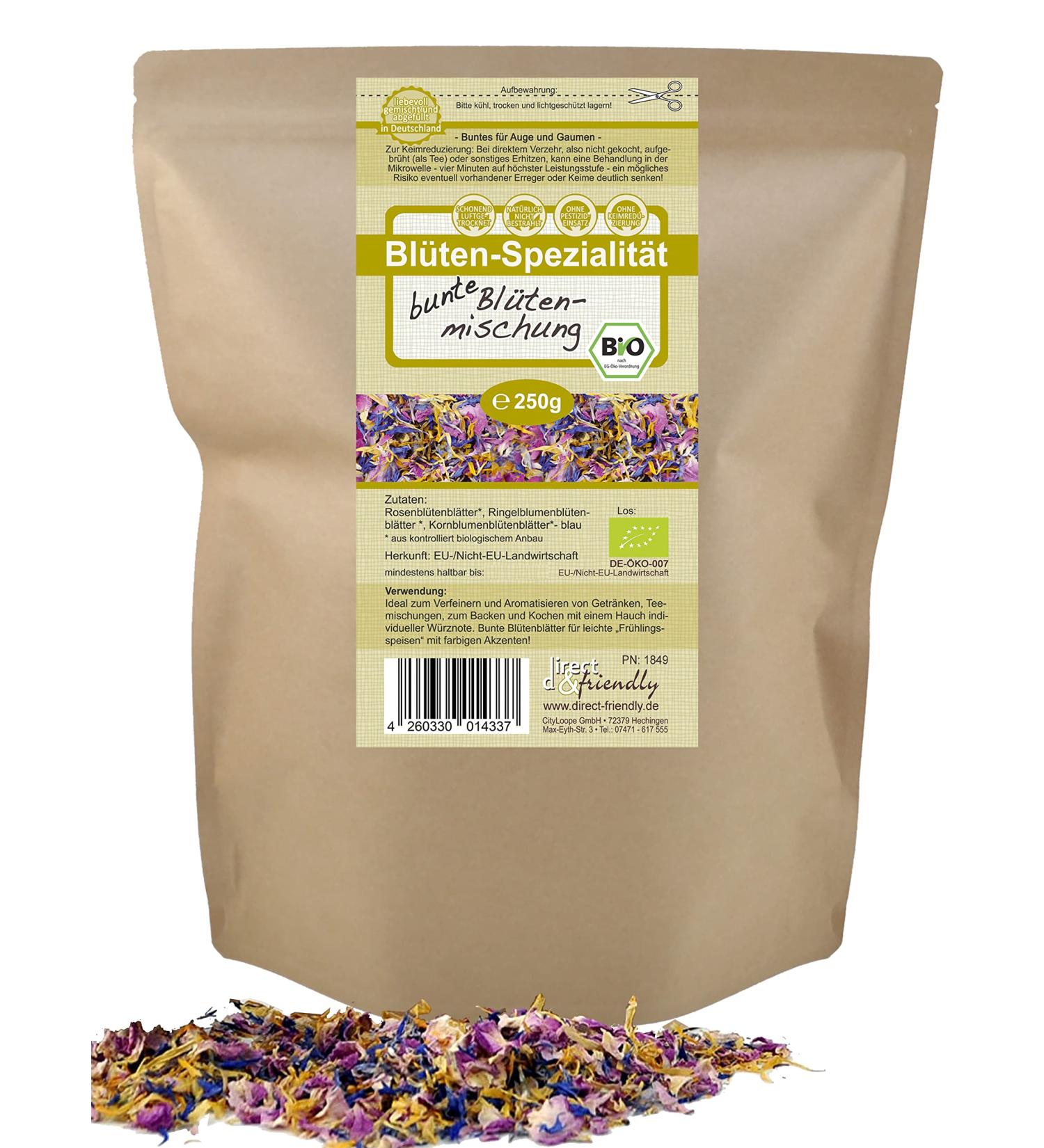 Shop Organic Colored Flower Mixture | 250g | Direct & Friendly | Colorful Dining Blossoms - International Shipping Available - Buy Online on GoSupps.com