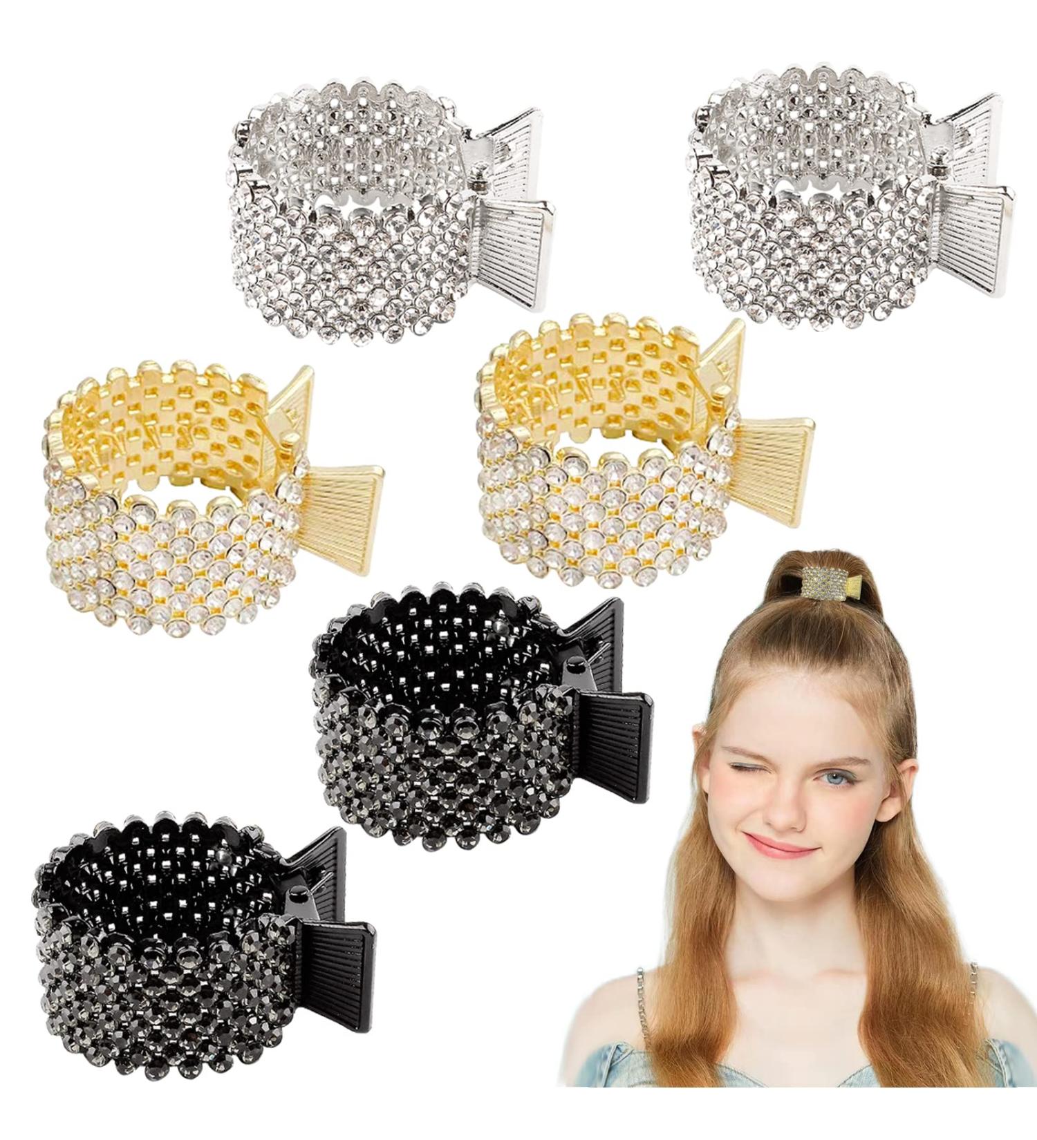6 Pcs Small Rhinestone Hair Claw Clips - Non-Slip Ponytail Holders for Women and Girls - Shining Crystal Hair Accessories - Buy Online on GoSupps.com