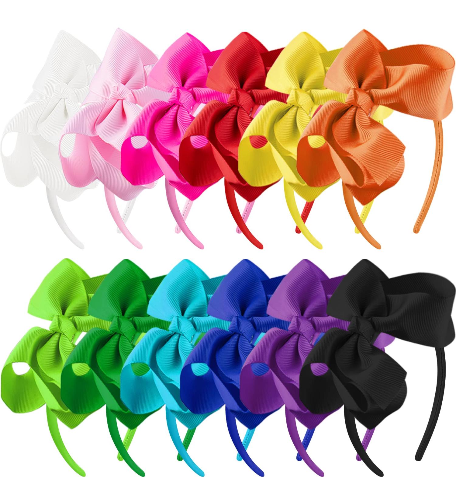 SIQUK 12-Pack Girls Hair Bow Headbands - Boutique Grosgrain Ribbon Headbands with Bows in 12 Colors - 6 Inch - Iridescence - Buy Online on GoSupps.com