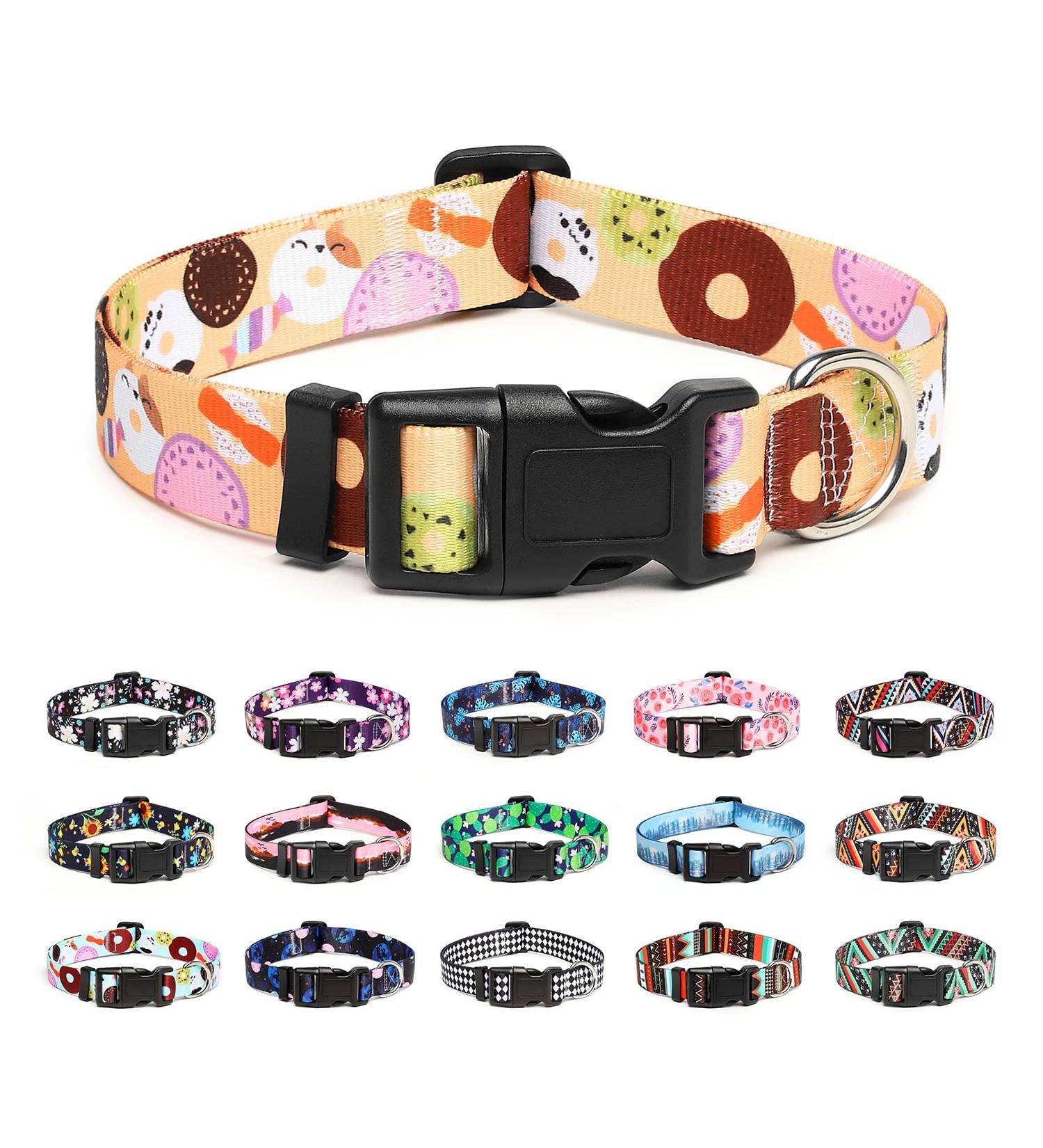 Mercano Adjustable Dog Collar - Soft Nylon Comfort for Small & Medium Dogs Puppies & Cats | Patterned Design in Cookie Beige (M) - Buy Online on GoSupps.com