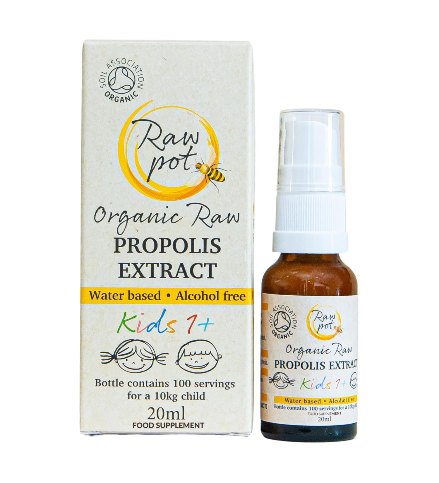 Organic Propolis Kids 1+ Spray - Alcohol-Free 100% Pure Bee Propolis Extract - Immune Booster & Sore Throat Relief for Children - 20ml - Buy Online on GoSupps.com