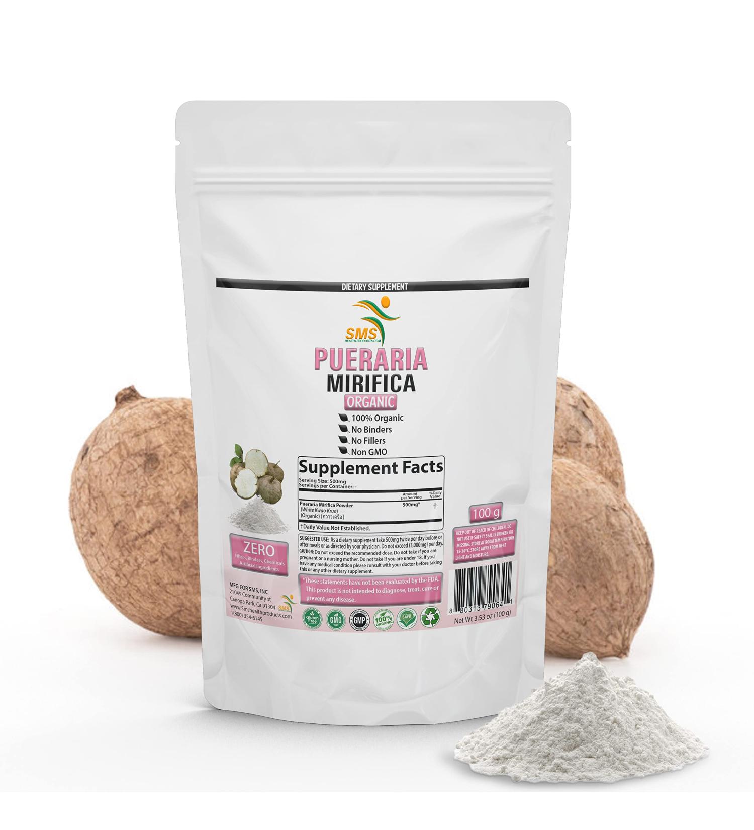 Pueraria Mirifica White Kwao Krua Kao 100g Powder for Breast Enhancement | Imported from Thailand | Organic Non GMO Gluten Free Supplement - Buy Online on GoSupps.com