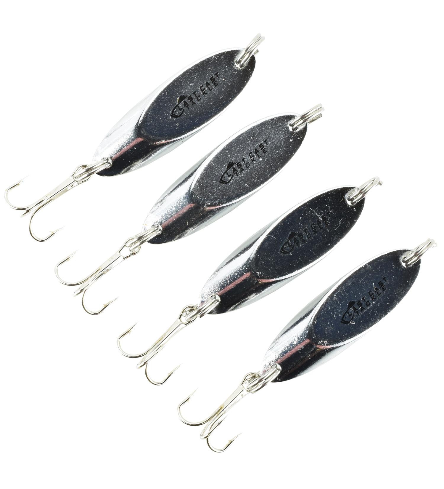 Silver Chrome Casting Spoon Fishing Lure Jig 4 Pack - Last Cast Tackle 1/8-2oz - 3.5g-60g - 7.0g - 1/4oz - Buy Online on GoSupps.com