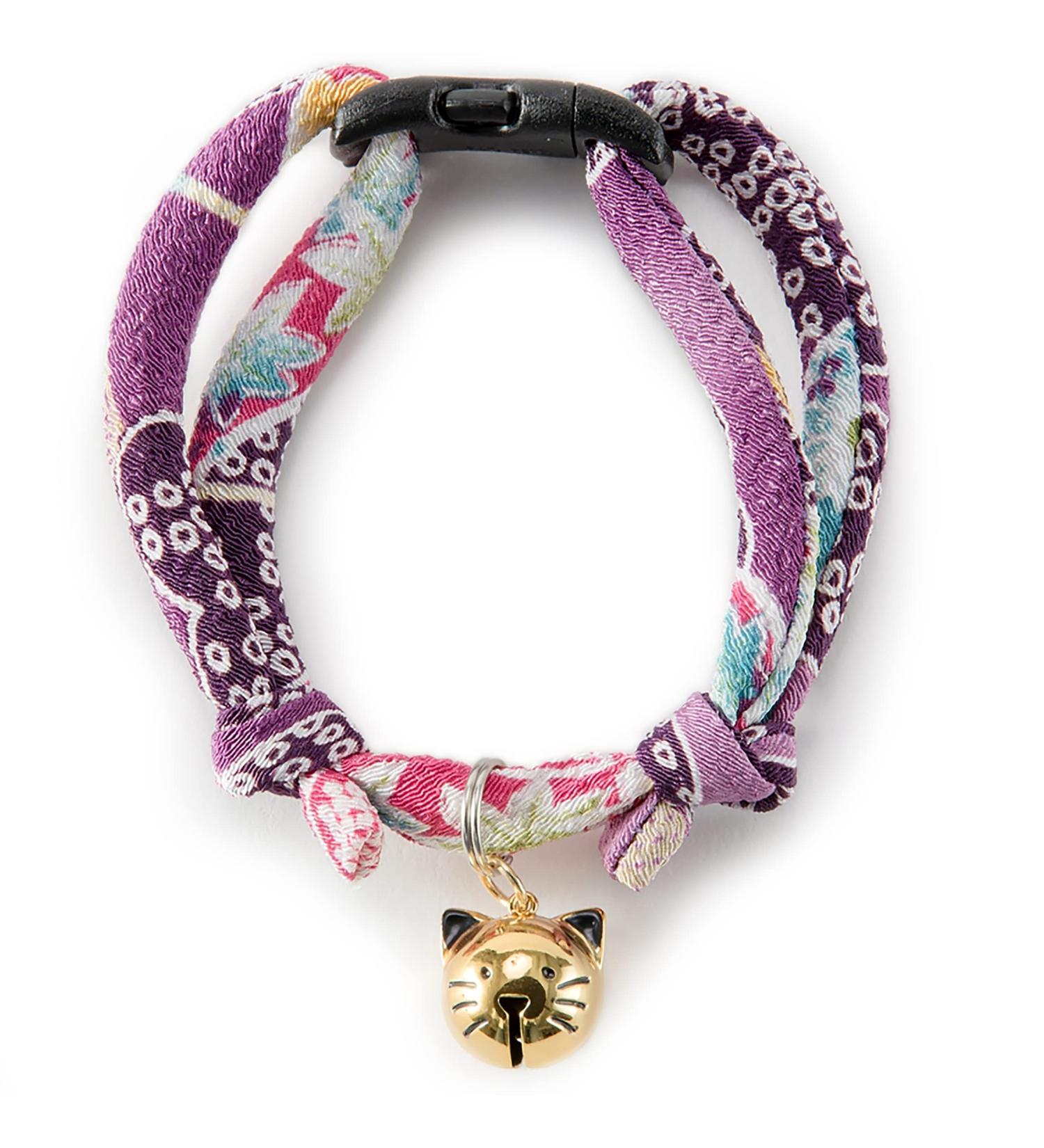 Necoichi Chirimen Hanabi Fireworks Cat Collar - Handcrafted in Japan - Purple - One Size Fits All - Buy Online on GoSupps.com