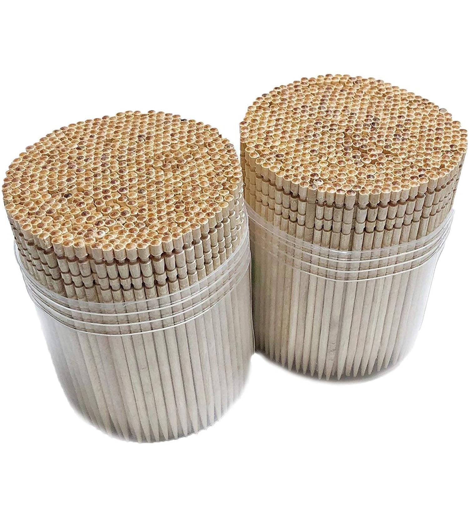 Makerstep 1000 Wooden Toothpicks with Ornate Handle in Holder Container - 2 Packs of 500 - Ideal for Crafts, Parties, Cocktails, Teeth Cleaning, and Appetizers - Buy Online on GoSupps.com