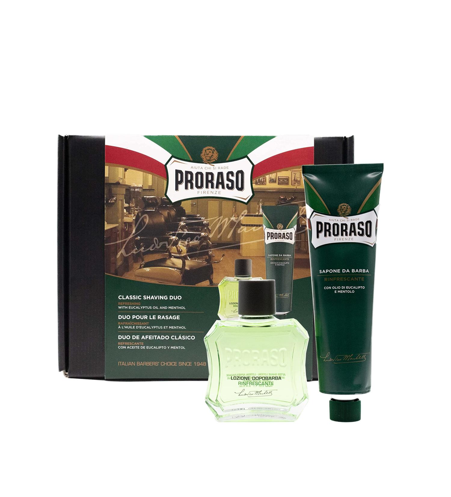 Proraso Classic Shaving Kit for Men, Gift Box with Shaving Cream & After Shave Balm in Original Refresh Formula for All Skin Types