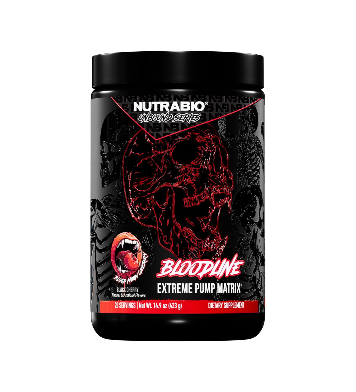 NutraBio Bloodline-Pump Pre Workout Pump Matrix-L-Citrulline Glycerol PeptiPump-NO Booster Extreme Vascularity & Blood Flow Hydration Non Stim PreWorkout Caffeine Free-Blood Moon Cherry-20 Servings - Buy Online on GoSupps.com