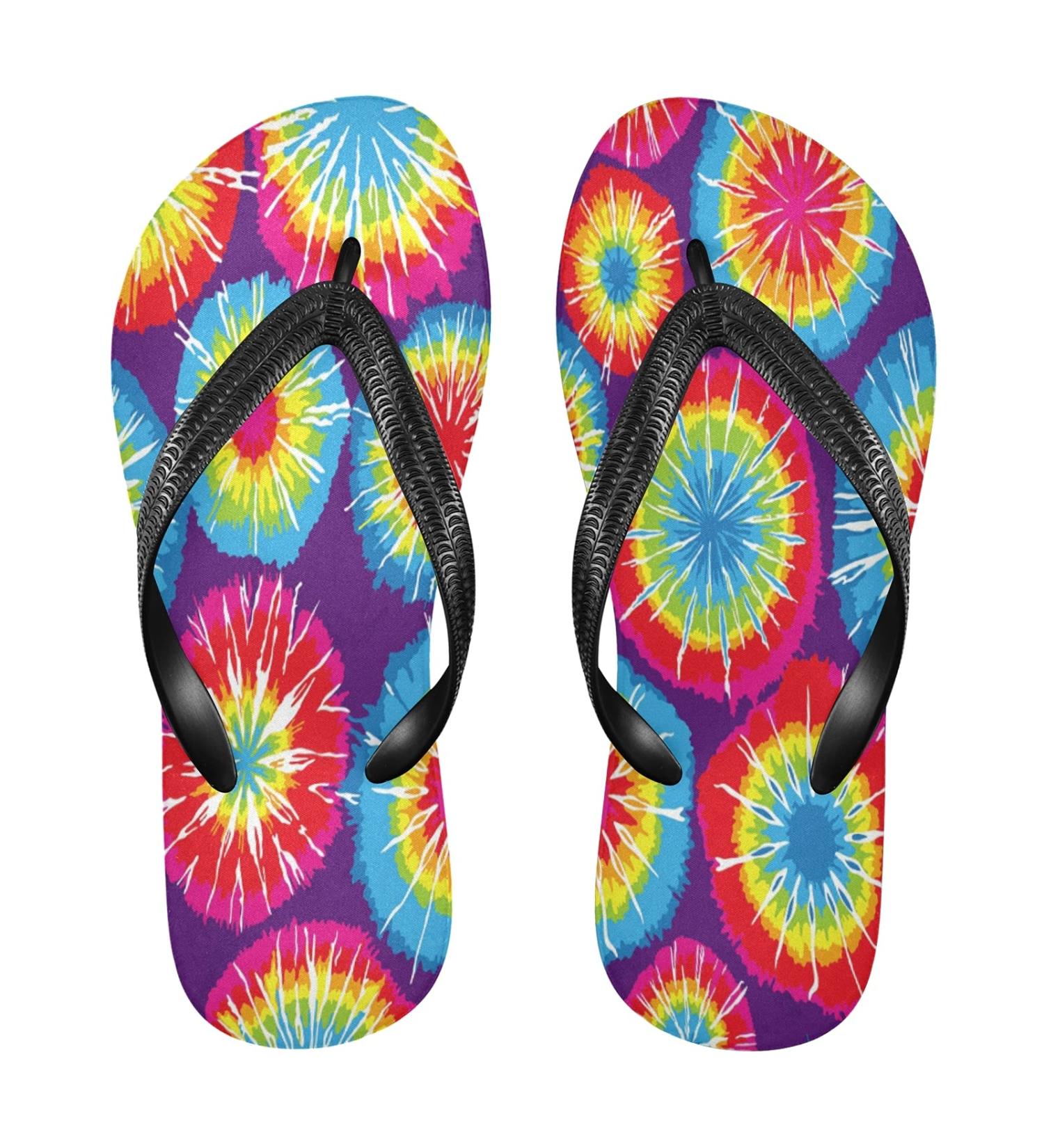Mnsruu Round Tie Dye Flip Flops - Comfortable for Home Hotel Spa & Travel | Unisex Stylish Sandals - Buy Online on GoSupps.com