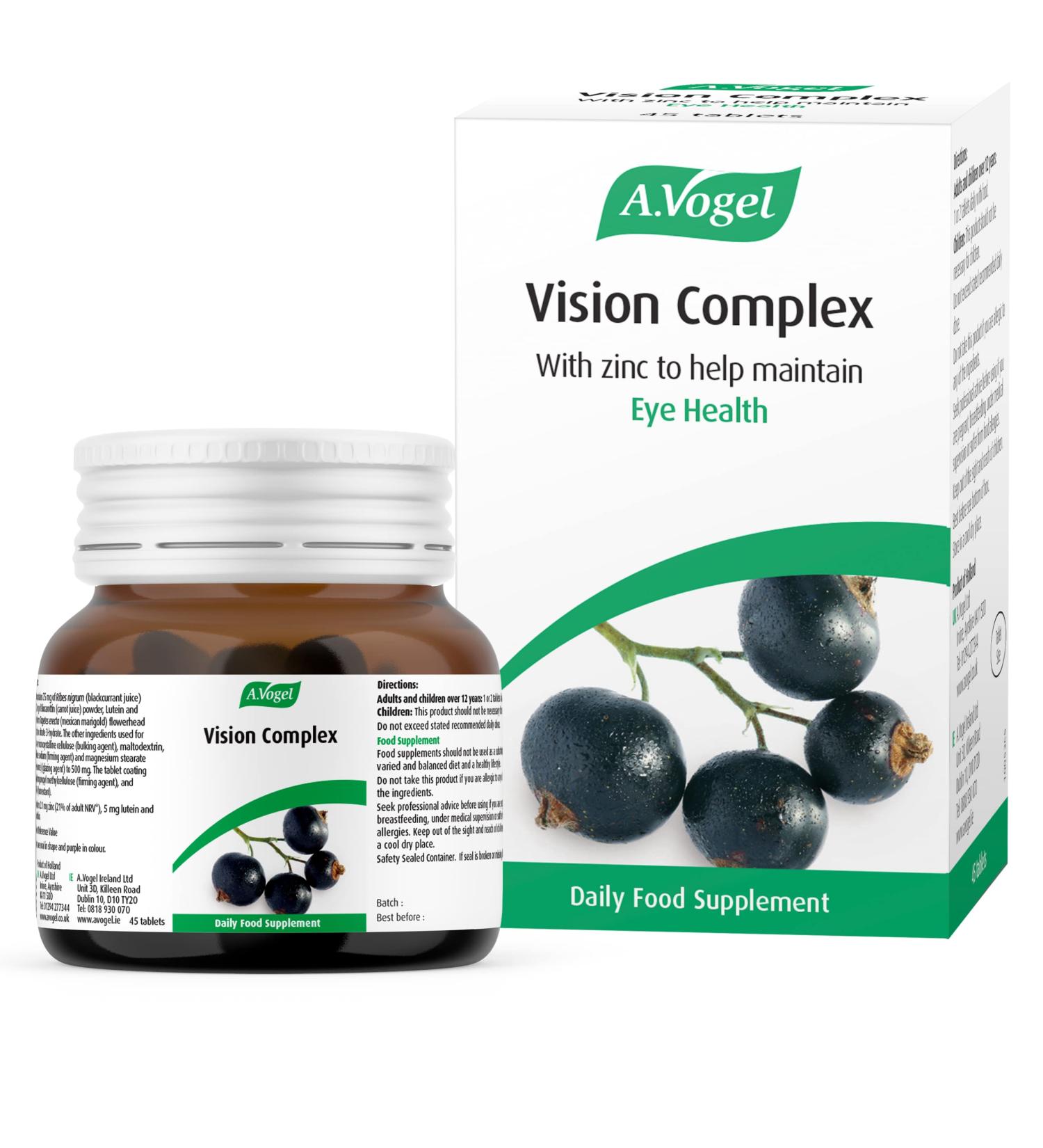 A.Vogel Vision Complex - Eye Health Supplement with Lutein, Beta-Carotene, Zeaxanthin & Zinc - 45 Tablets - Buy Online on GoSupps.com