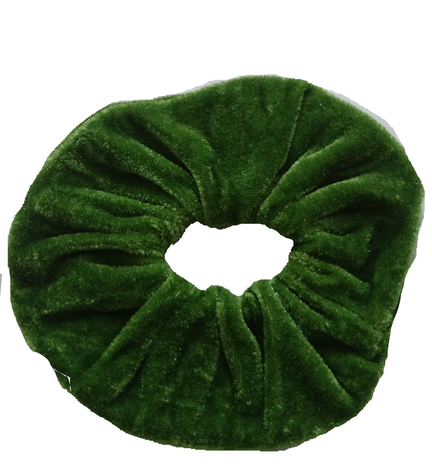 Aadya Pair of Extra Large (15CM) Velvet Hair SCRUNCHIES Elastic Scrunchy Hair BOBBLES (26 Choice of Colors) (Parrot Green)