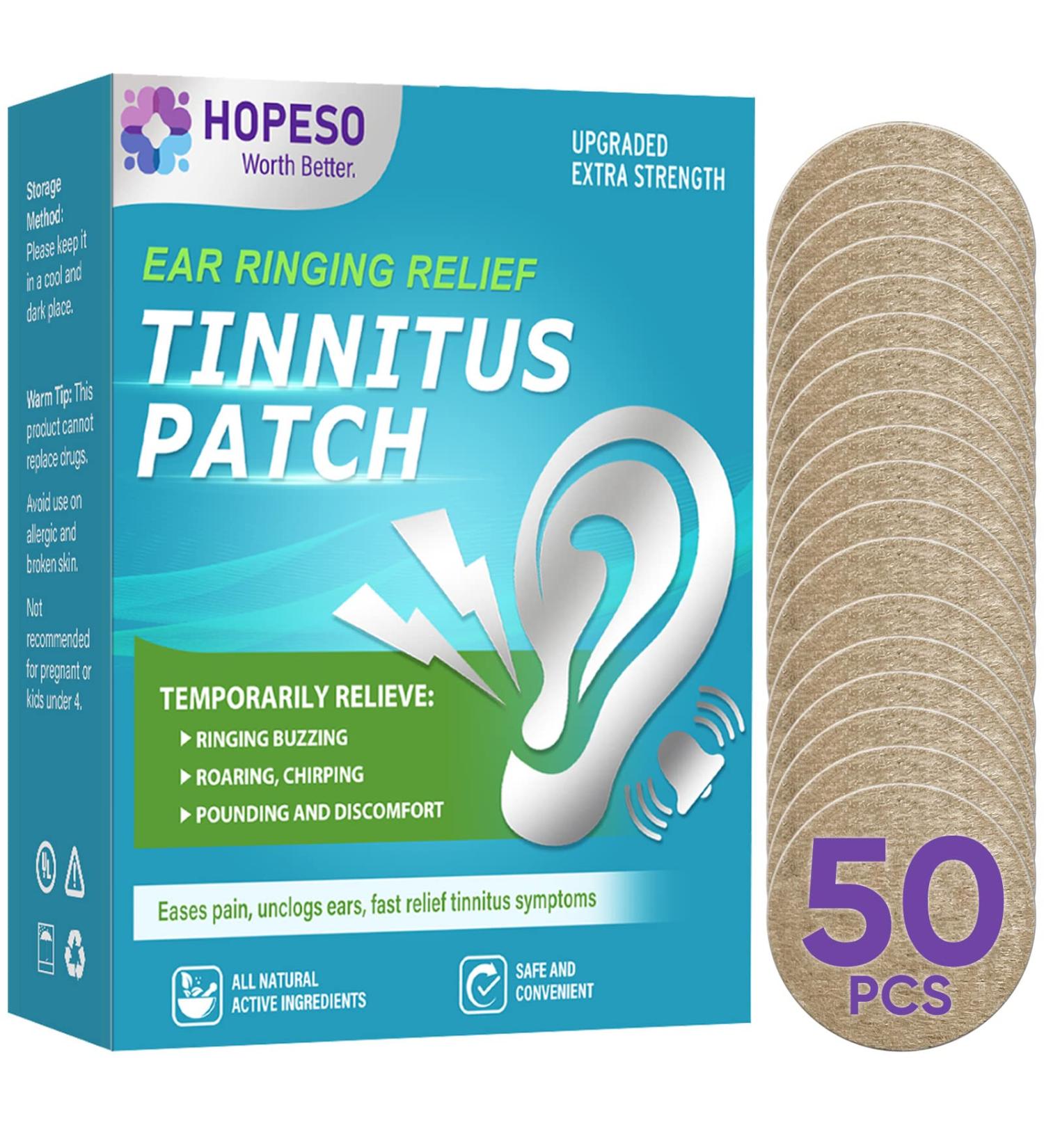 Tinnitus Relief Patches - Natural Herbal Treatment for Ringing Ears, Hearing Loss, and Ear Pain - 50 Pcs - Buy Online on GoSupps.com