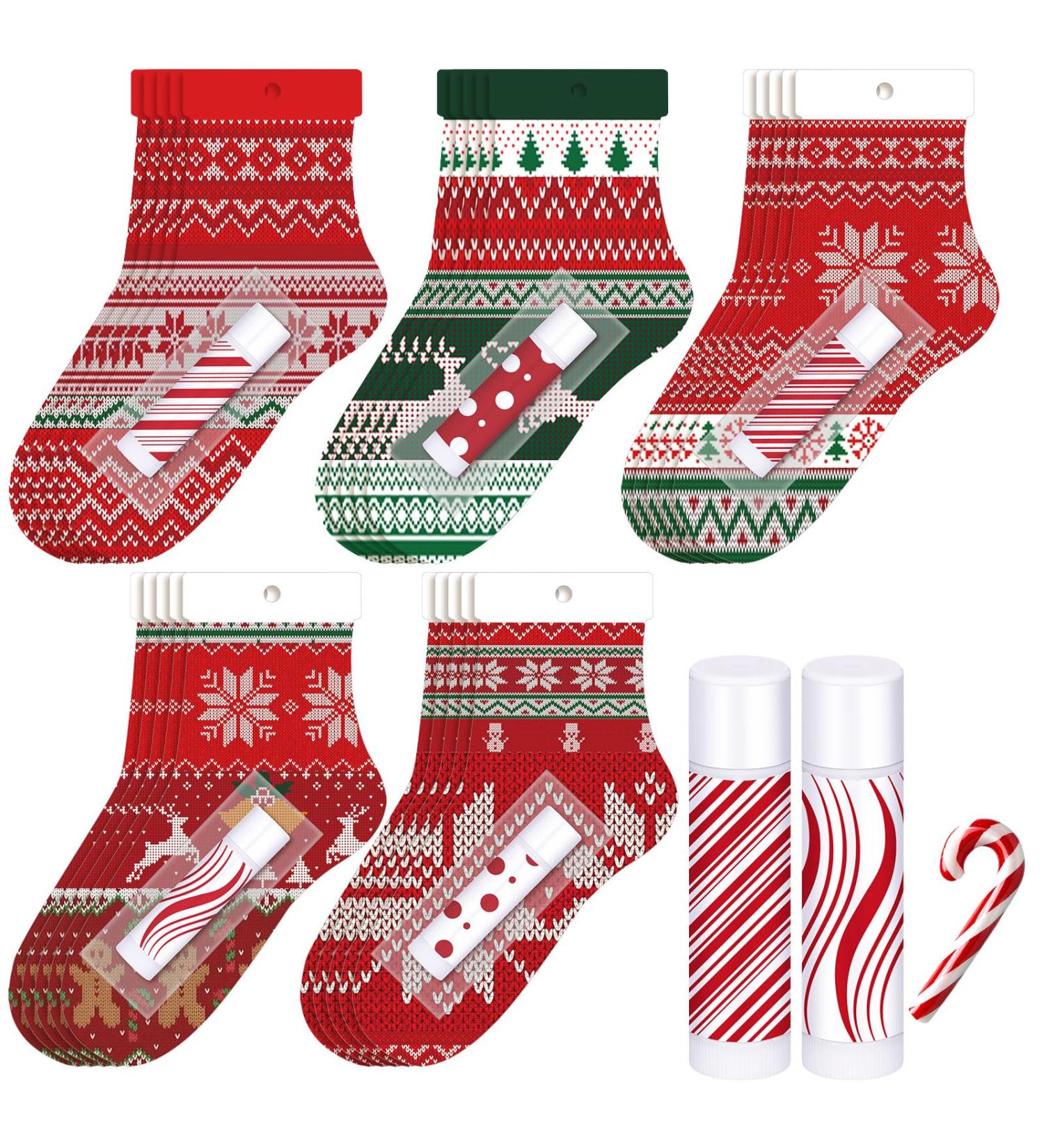 Leelosp 25 Pack Christmas Lip Balm Bulk Christmas Santa Sock Candy Peppermint Cane Scented Lip Balms Bulk Holiday Favor Gifts Xmas Party Gifts Xmas Items Stocking Stuffers for Women Men Staff Employee Christmas Socks 25 - Buy Online on GoSupps.com