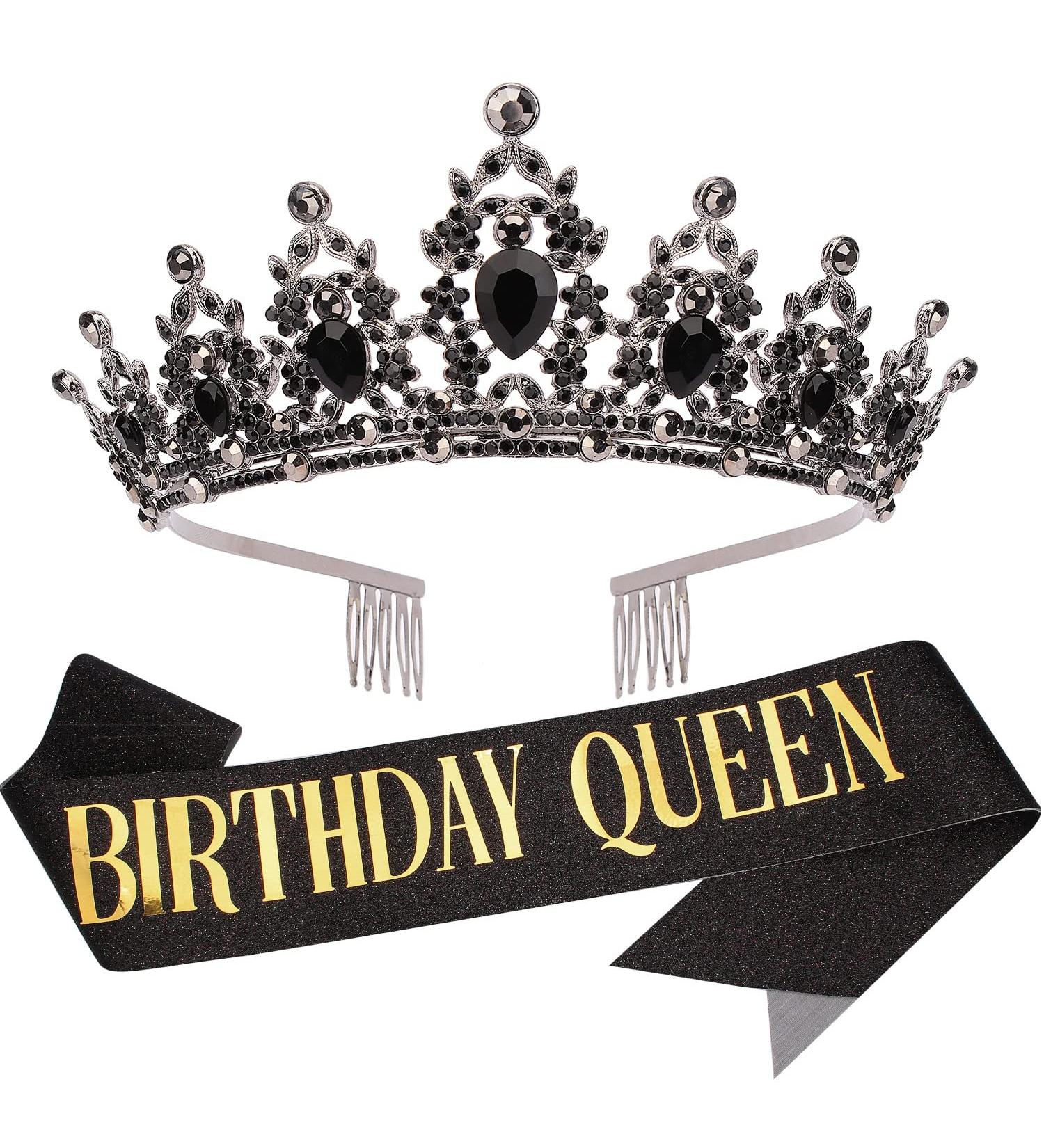 Happy Birthday Queen Crown Set - Tiaras, Sash & Gifts for Women | Birthday Party Decor & Accessories - Buy Online on GoSupps.com