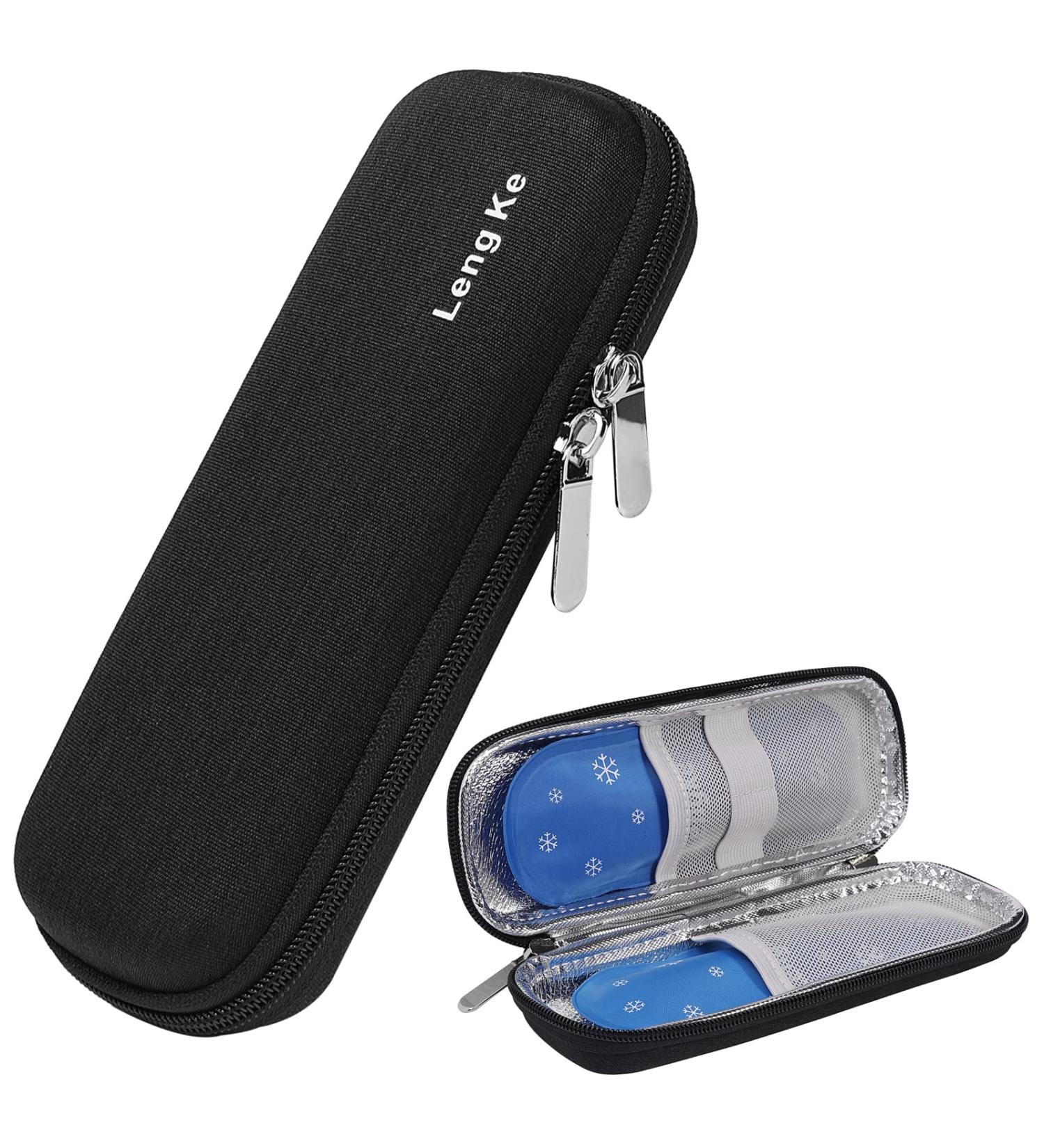 Jakago Insulin Cooling Bag - Portable Insulin Pen Holder with 2 Cooling Packs for Diabetes Medication - Black - Buy Online on GoSupps.com