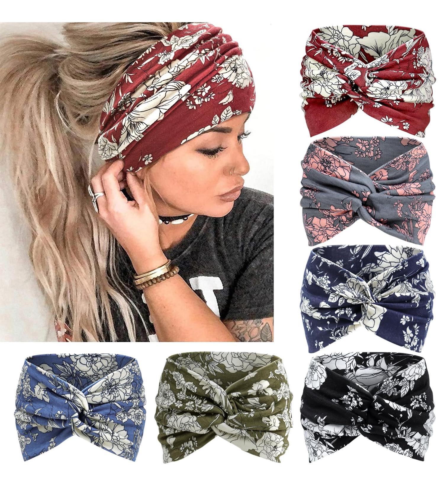 Kavya Boho Headband for Women - Wide Elastic Leopard Print Hair Strap | Multi-Colored Yoga & Sport Hairband - Buy Online on GoSupps.com
