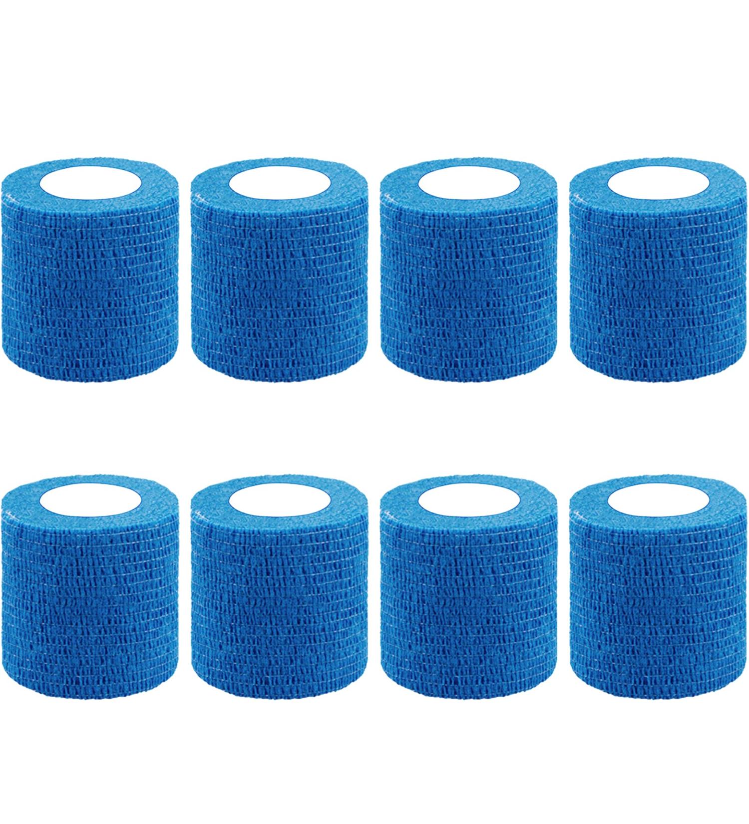 BQTQ 2 Inch Cohesive Bandage Wrap Tape - Self Adherent Stretch Bandage for Ankle Sprains & Swelling - Ideal for Human and Animals - 8 Rolls Blue - Buy Online on GoSupps.com
