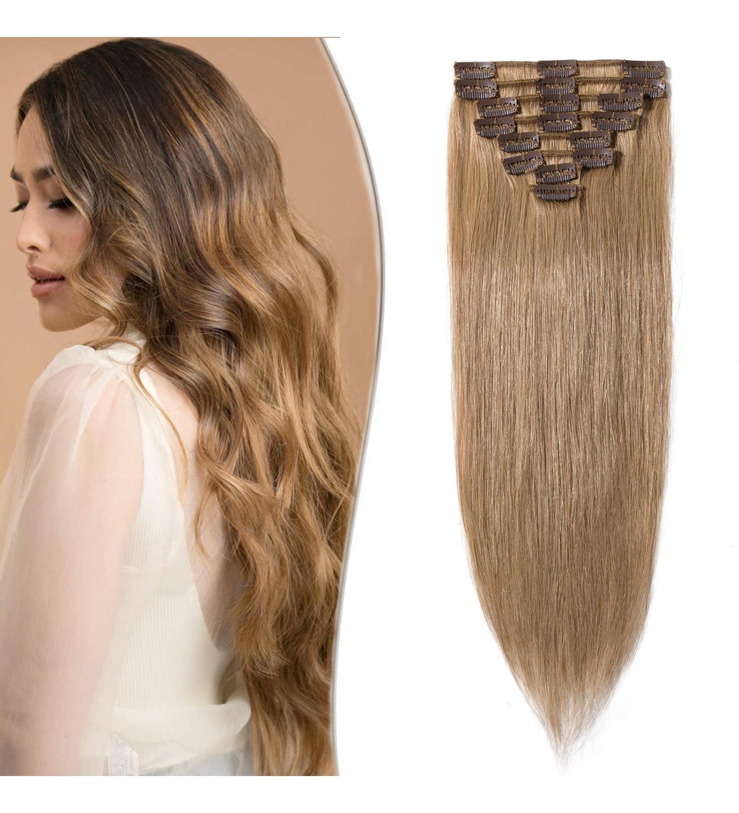 16 inches SEGO Hair Extensions Clip in Real Human Hair #27 Dark Blonde 8 Pieces 18 Clips Remy Hairpieces for Women Straight THIN TYPE (65g) - Buy Online on GoSupps.com