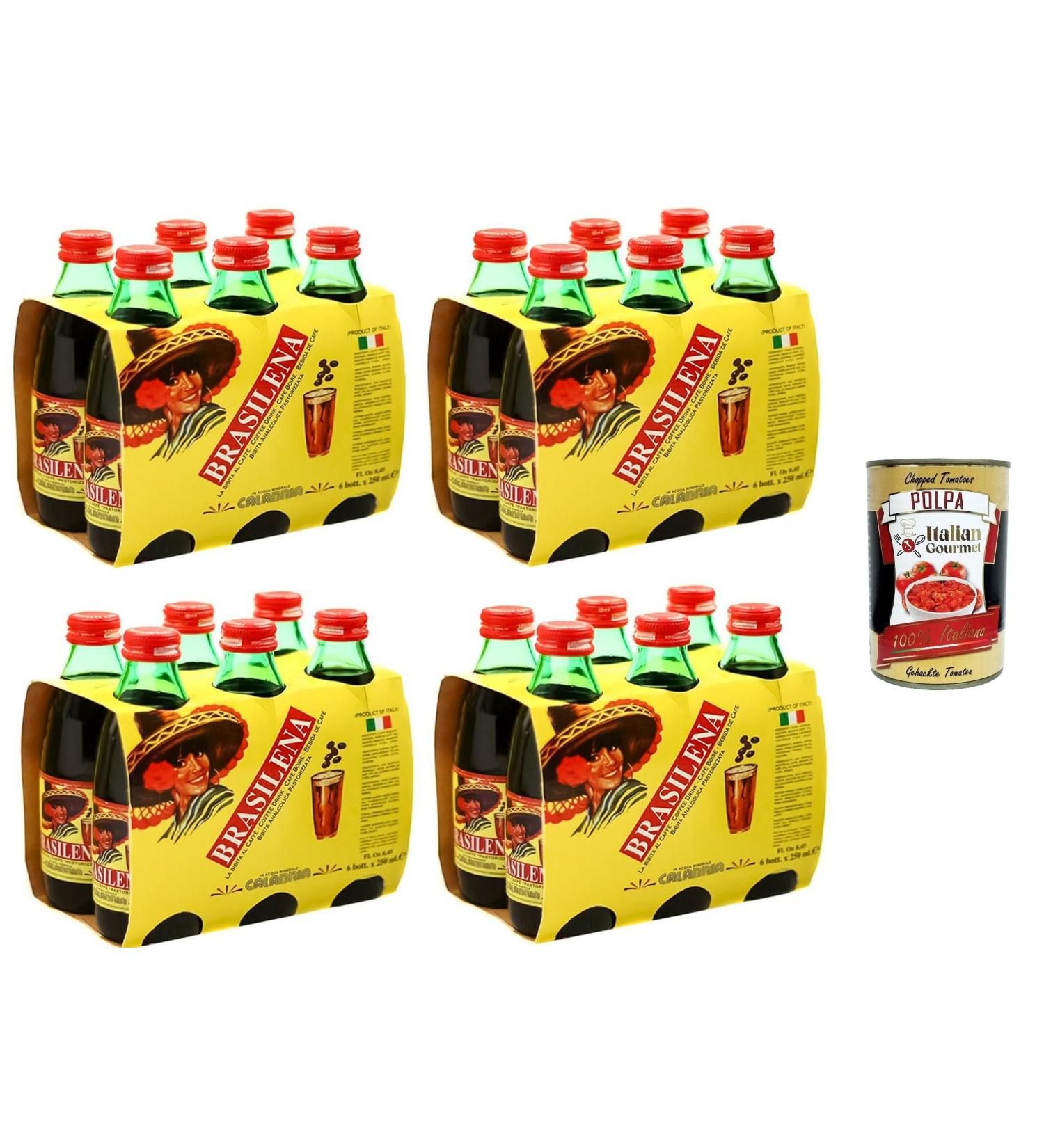 Brazilian Bibita Gassata al Caffe Pack of 24 refreshing soft drinks Calabria 25 cl Refreshing non-alcoholic soft drink with coffee flavor + Italian Gourmet polpa 400 g - Buy Online on GoSupps.com