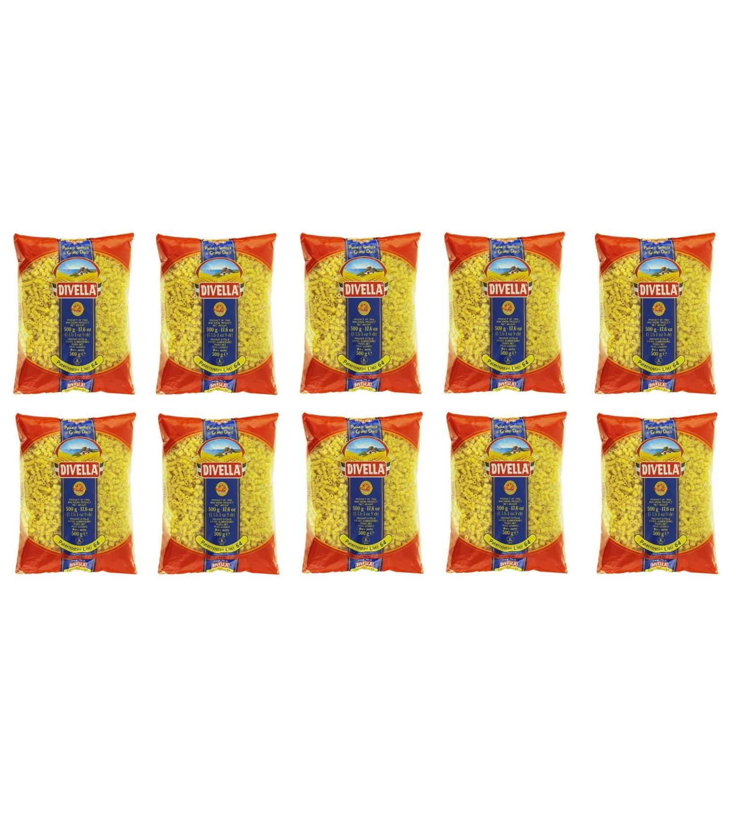 Divella Pack of 10 Divella 100% Italian pasta No. 64 Paternostini Lisci 500g