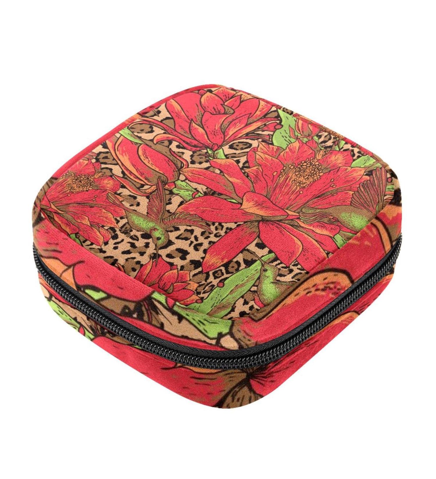 Menstruation Bag with Zipper for Women & Girls - Stylish Red Equinox Blume | Perfect for Tampons & Napkins - Buy Online on GoSupps.com
