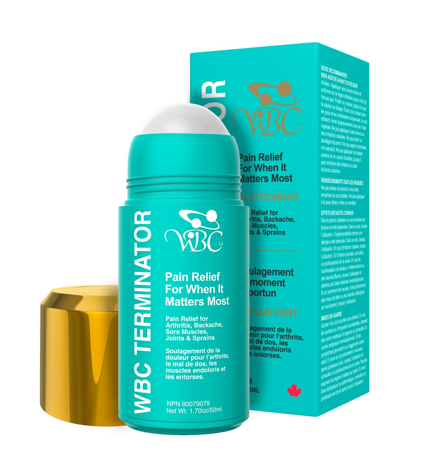 WBC Terminator - Natural Muscle and Joint Pain Relief Roll-On Applicator using the Power of Copper - 50 ml - Buy Online on GoSupps.com