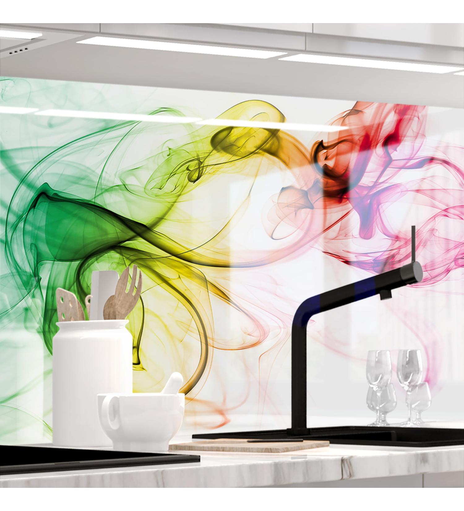 Colorful Smoke Self-Adhesive Kitchen Wall Sticker - 60x220cm Transparent Glass Look Durable Hard PET Material - Buy Online on GoSupps.com