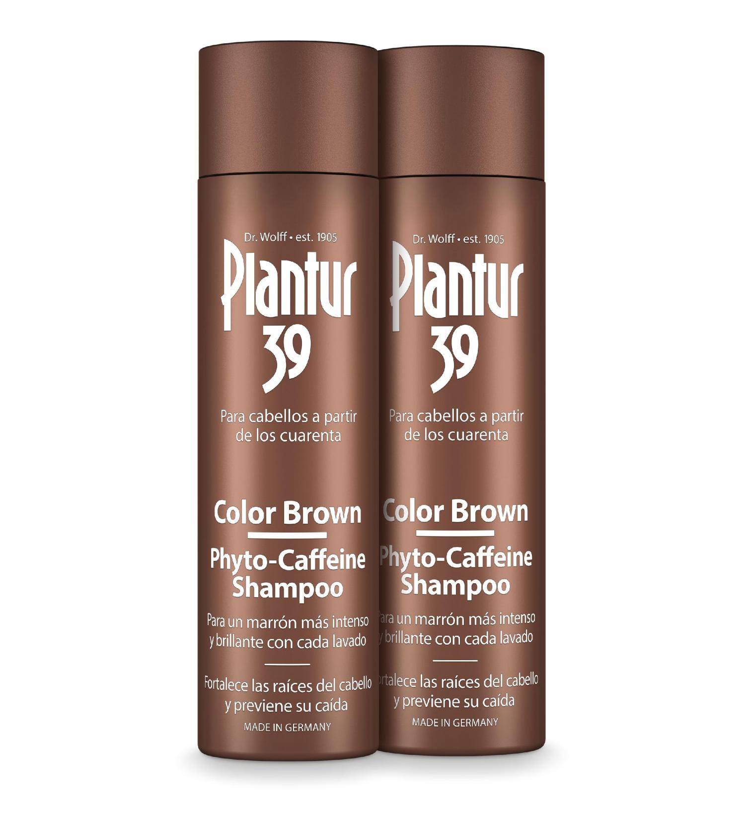  Plantur 39 Plantur 39 Color Braun - Phyto Shampoo with caffeine - 2 x 250 ml - For brunettes - Gray mask - Menopausal hair loss treatment - Buy Online on GoSupps.com