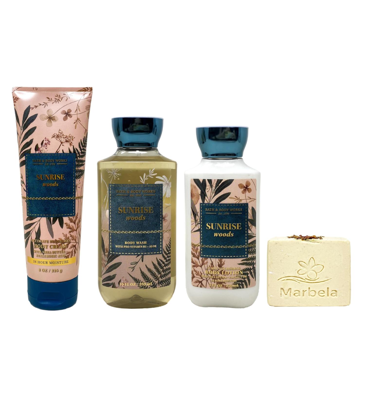 Bath & Body Works Sunrise Woods - Ultimate Hydration Body Cream - Body Wash - Daily Nourishing Body Lotion with a Creamy Rose Bar Soap - Buy Online on GoSupps.com