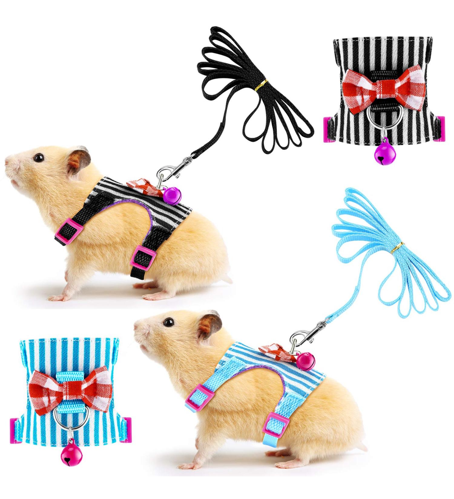 2-Piece Small Animal Harness and Leash Set for Walking - Comfort Padded Vest for Guinea Pig, Hamster, Ferret - S Blue/Black - Buy Online on GoSupps.com