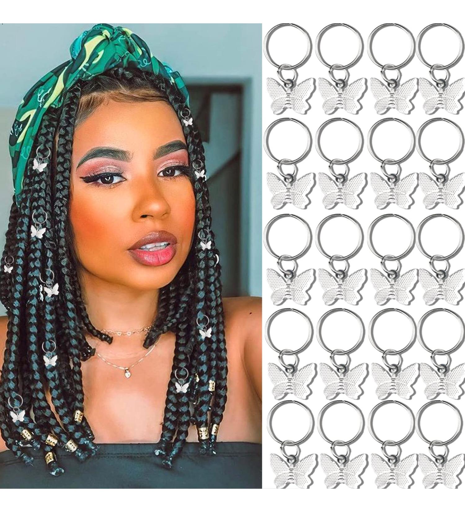 Naiska 20PCS Butterfly Hair Clips - Golden Hair Jewelry for Women - Braid Hair Cuffs Charms Rings - Silver Braid Clips - Dreadlock Accessories - Buy Online on GoSupps.com