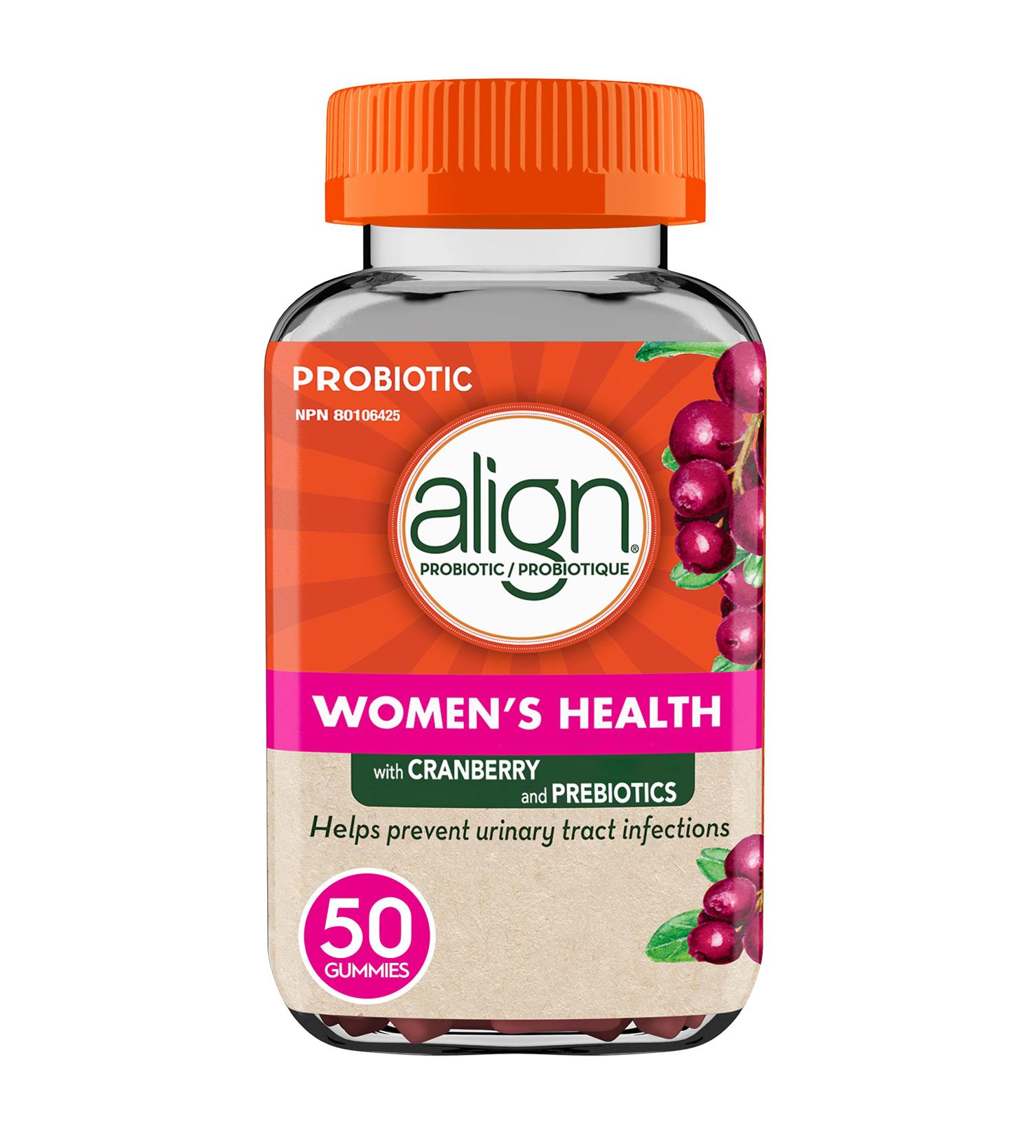 Align Women's Health Prebiotic + Probiotic Gummies Helps Prevent Urinary Tract Infections Cranberry Flavoured 50 Gummies - Buy Online on GoSupps.com