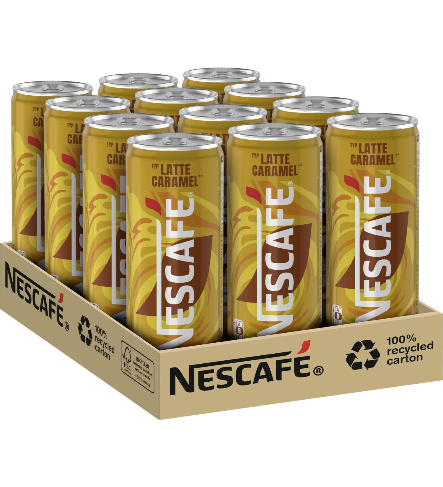 Nescaf Ready-to-Drink Latte Caramel - Ice Cream Coffee with Caffeine | 12x250ml Cans - Perfect On-the-Go Refreshment - Buy Online on GoSupps.com