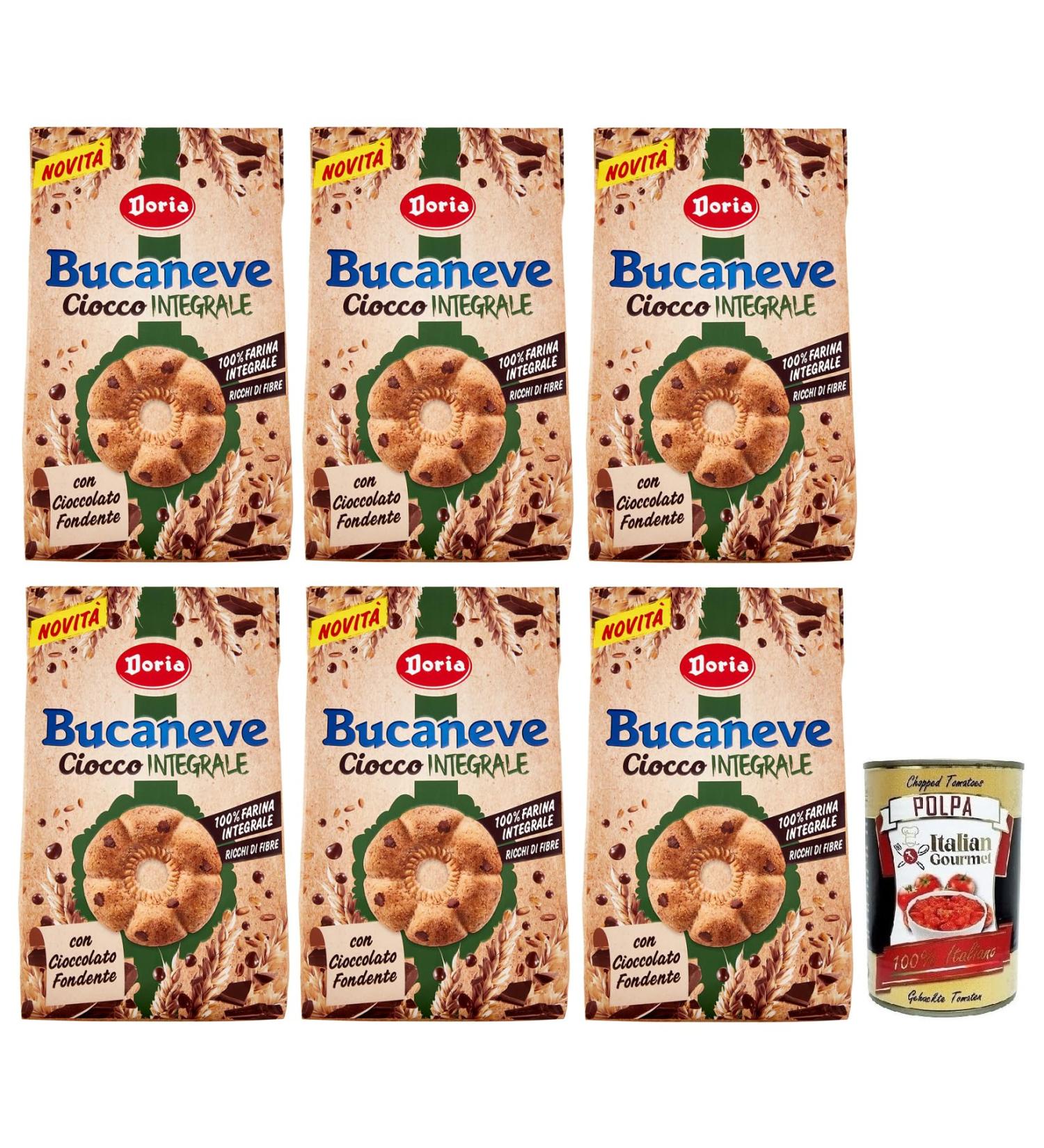  Italian Gourmet E.R. Doria Bucaneve Ciocco Integral Set of 6 Whole Wheat Flour and Dark Chocolate 300 g Bag + Tomato Pulp Italian Gourmet Tomato Pulp 400 g - Buy Online on GoSupps.com