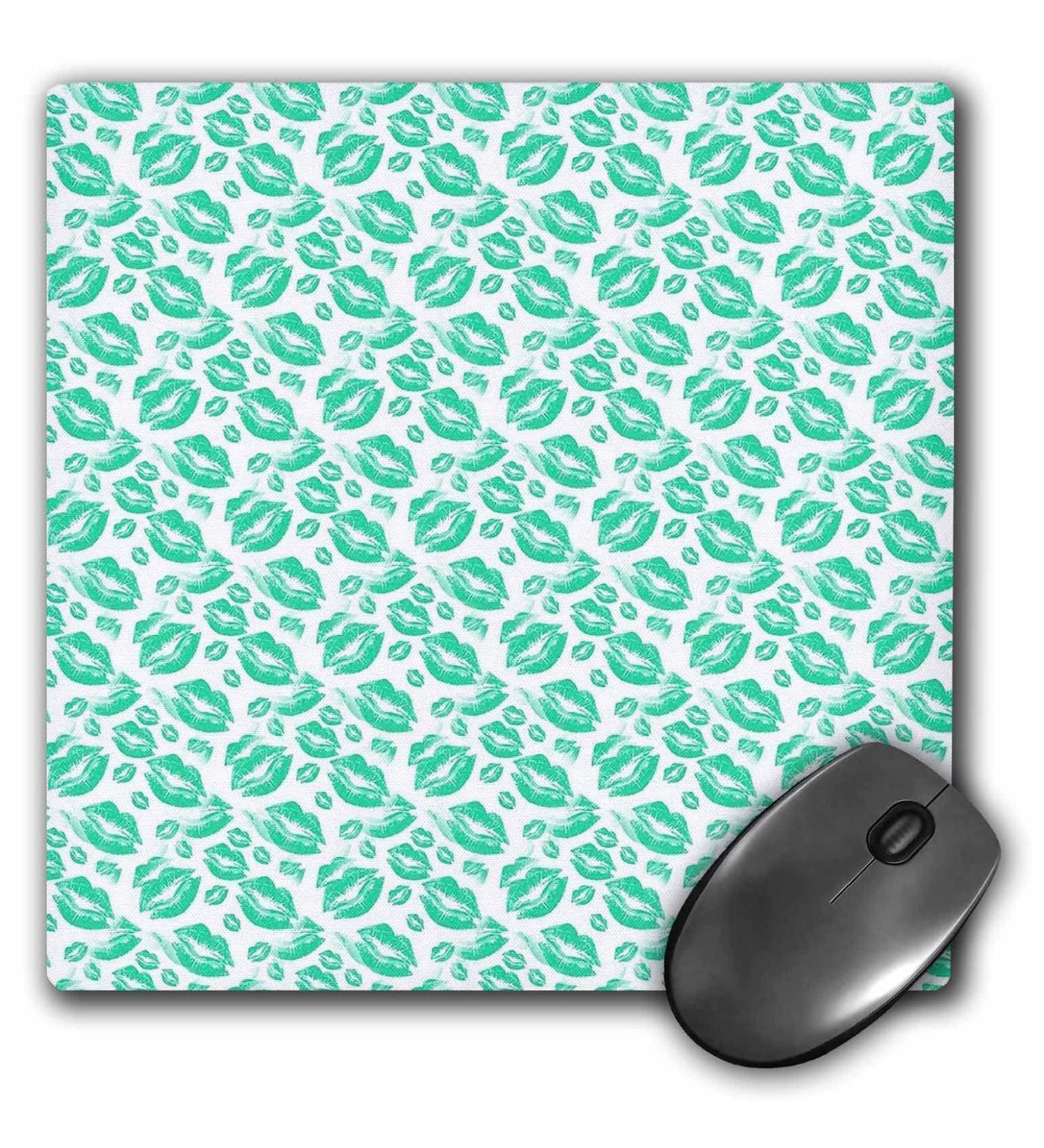 3dRose Two Kisses Collided Lip Affectionate Aqua Colored Lips Pattern - Mouse Pads (mp_357230_1)