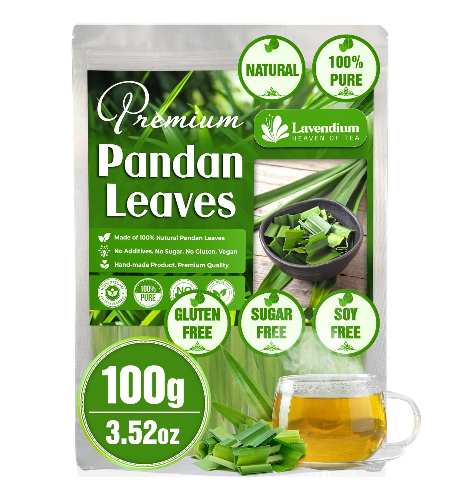 Lavendium Premium 100g (3.52oz) Pandan Leaves 100% Natural & Pure from Dried Pandan Leaves Pandan Leaf Tea No Additives No Caffeine Vegan. CA - Buy Online on GoSupps.com