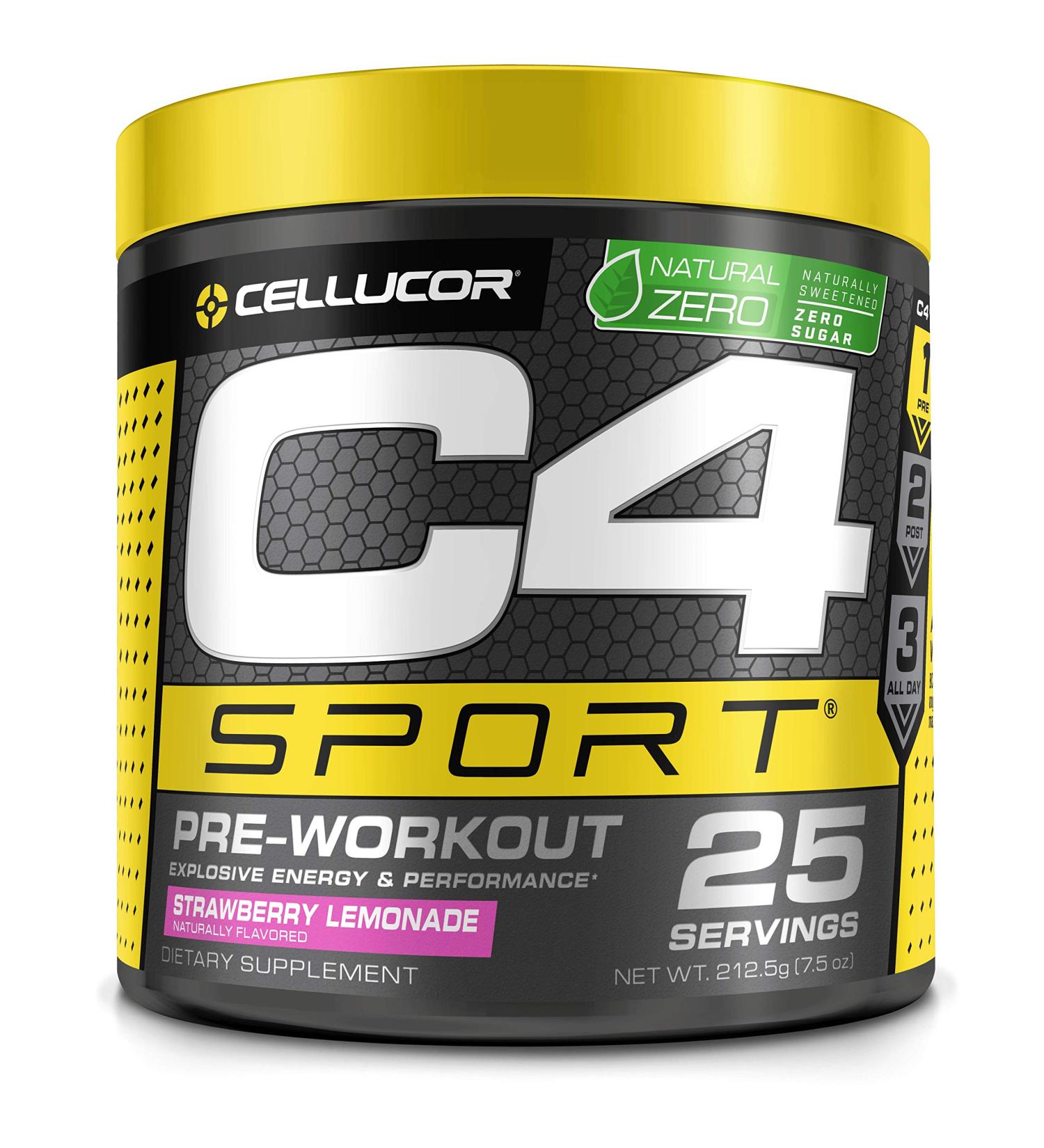 C4 Sport Pre Workout Powder - Energy Boost with Creatine, Caffeine, and Beta-Alanine Blend - NSF Certified | 25 Servings Strawberry Lemonade - Buy Online on GoSupps.com
