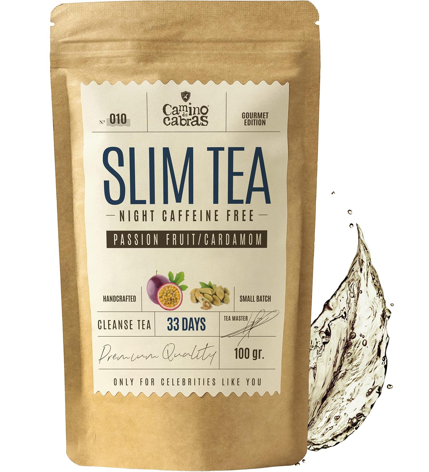 SLIM TEA Night Time Detox Tea 100g - Caffeine-Free Herbal Infusion for Bloating Relief, Gut Health, and Weight Loss - Rooibos Fennel Star Anise Cardamom Dandelion Root Passion Fruit Blend - Buy Online on GoSupps.com