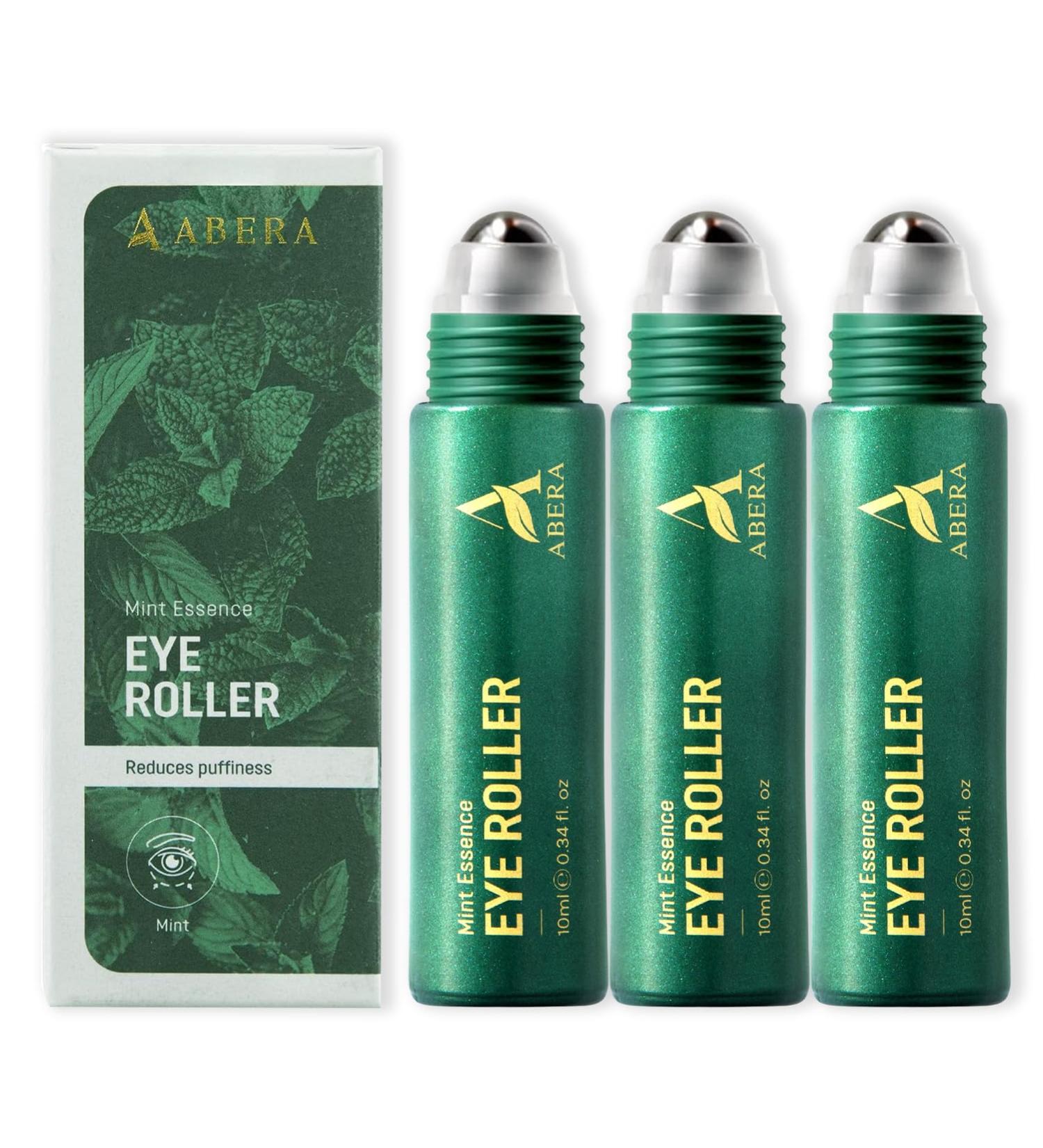 Abera Eye Roller Serum for Men Eye Bags Dark Circles & Puffiness Treatment Mint Essence with Vitamin C & Peptides 0.34 fl oz 3 Box - Buy Online on GoSupps.com