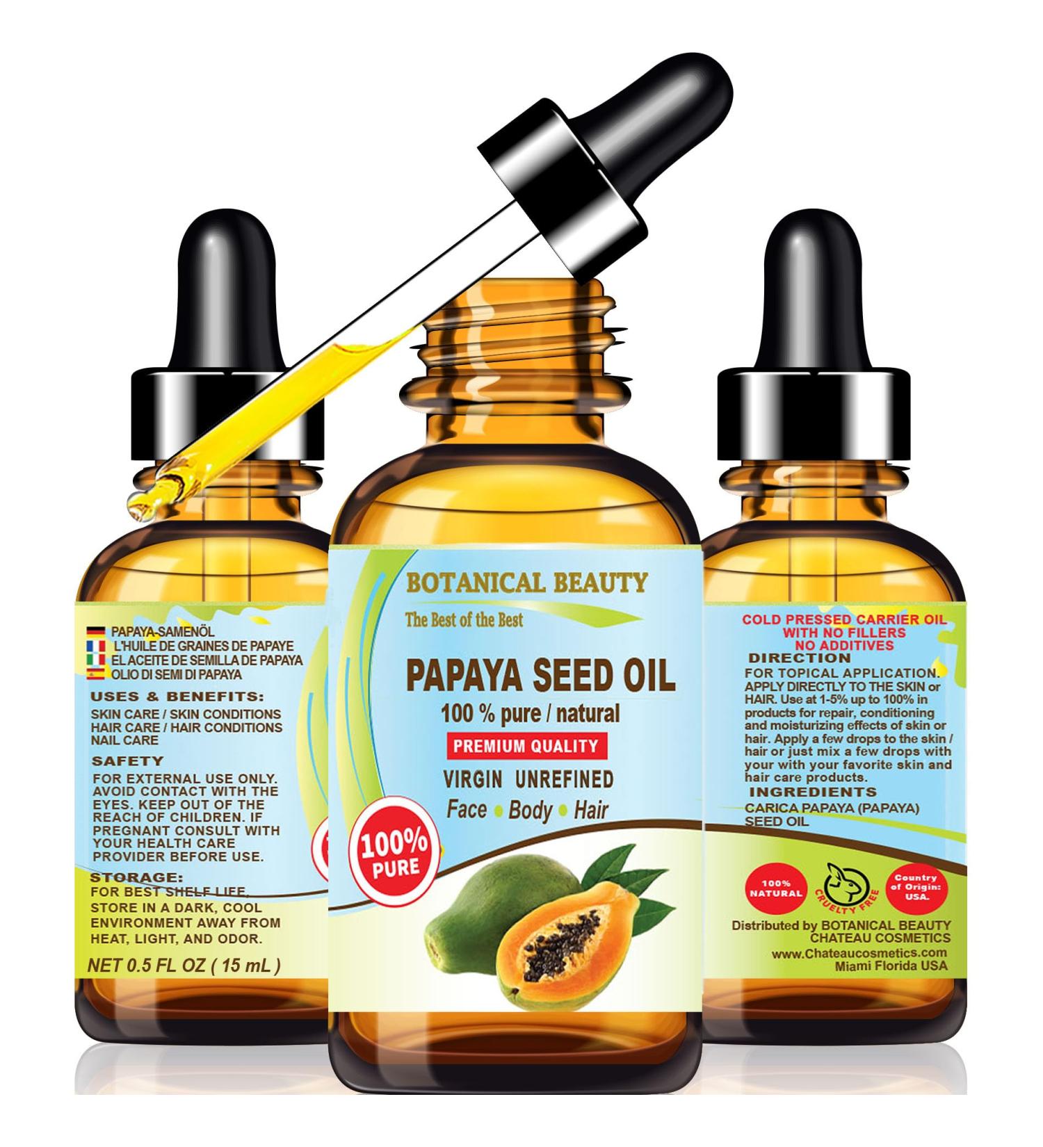Botanical Beauty PAPAYA SEED OIL WILD GROWTH 100% Pure Natural Virgin Unrefined Undiluted Cold Pressed Carrier Oil for Face Skin Hair Lip Nails 0.5 Fl. oz. - 15 ml - Buy Online on GoSupps.com